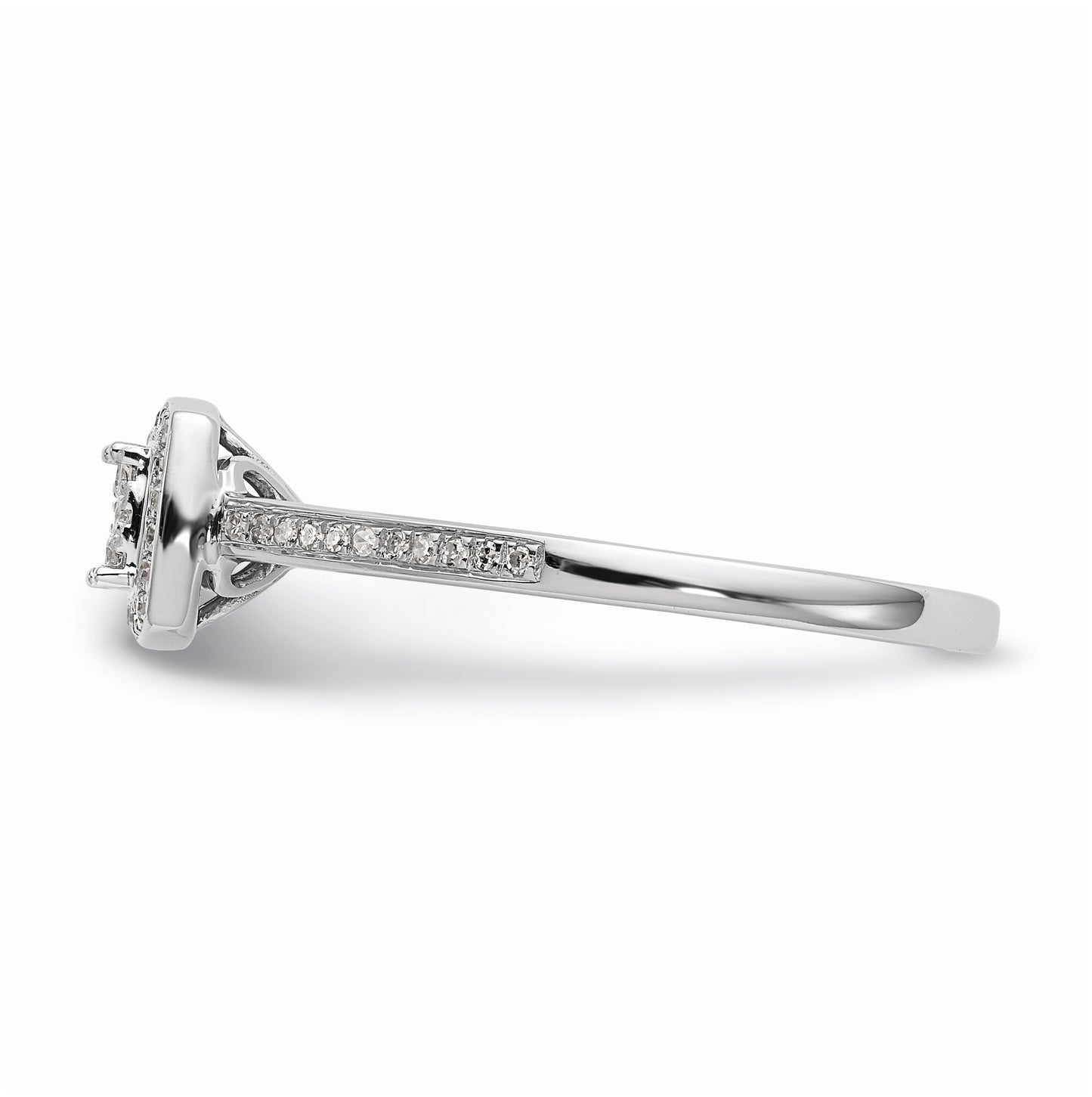 10K White Gold Square Halo Cluster 1/5 carat Diamond Complete Engagement Ring