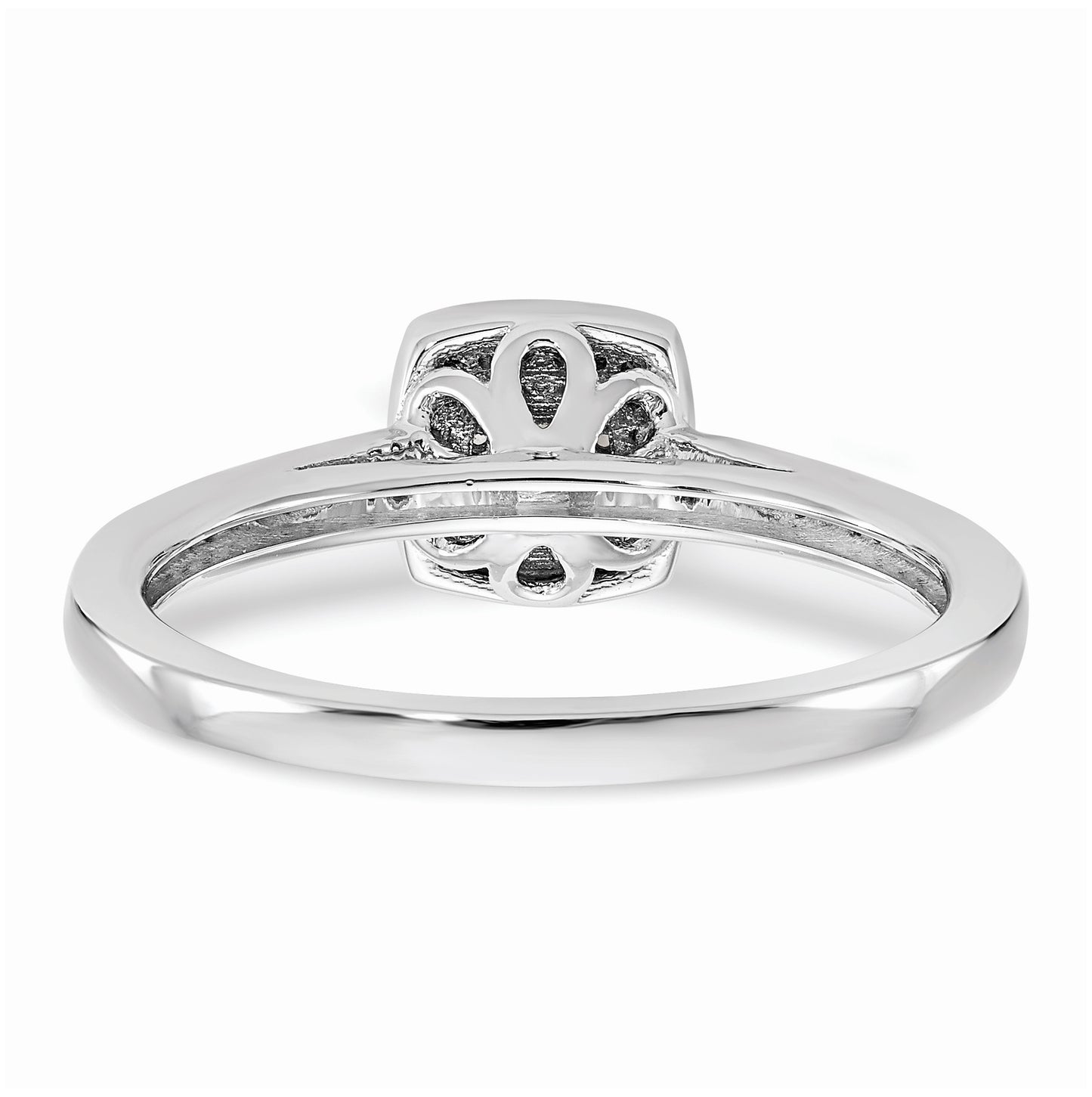 10K White Gold Square Halo Cluster 1/5 carat Diamond Complete Engagement Ring