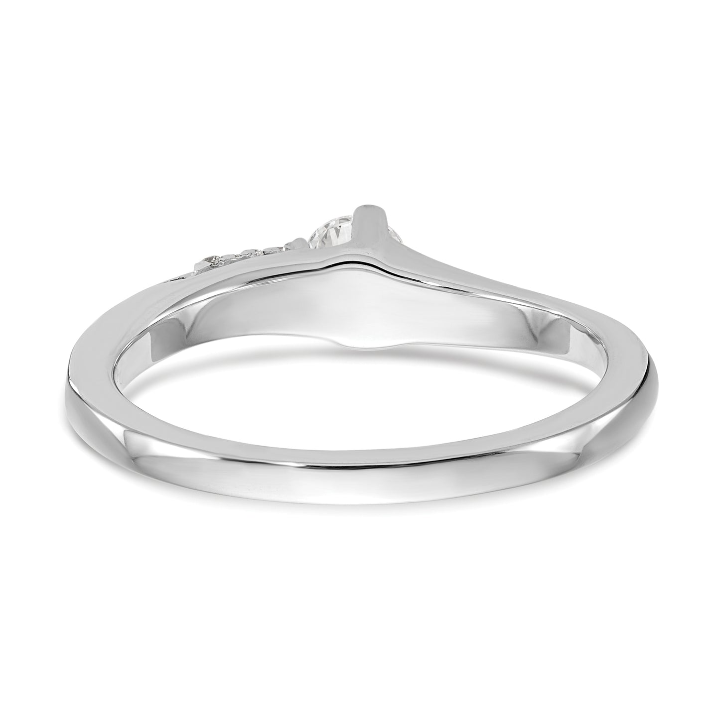 14k White Gold By-Pass (Holds 1/4 carat (4.1mm) Round Center) .03 carat Diamond Semi-mount Engagement Ring