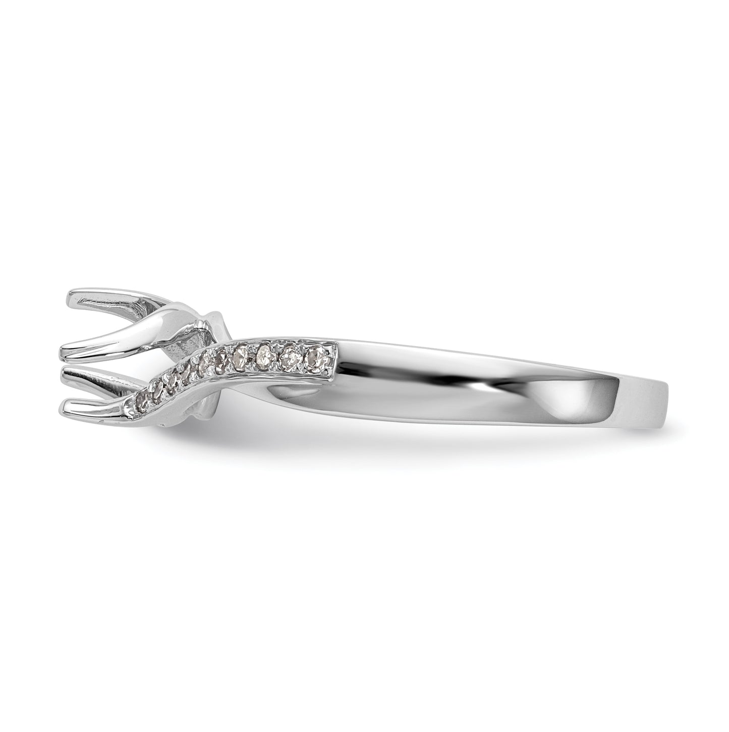 14k White Gold By-Pass (Holds 1/2 carat (5.00mm) Round Center) 1/10 carat Diamond Semi-mount Engagement Ring