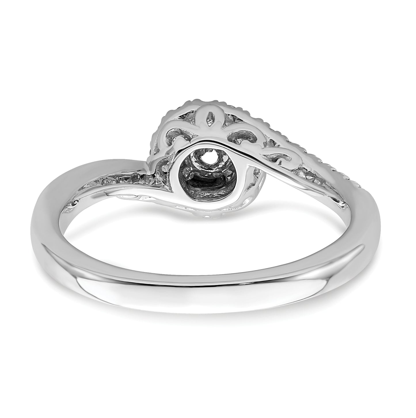 14k White Gold By-Pass (Holds 1/4 carat (4.00mm) Round Center) 1/4 carat Diamond Semi-mount Engagement Ring