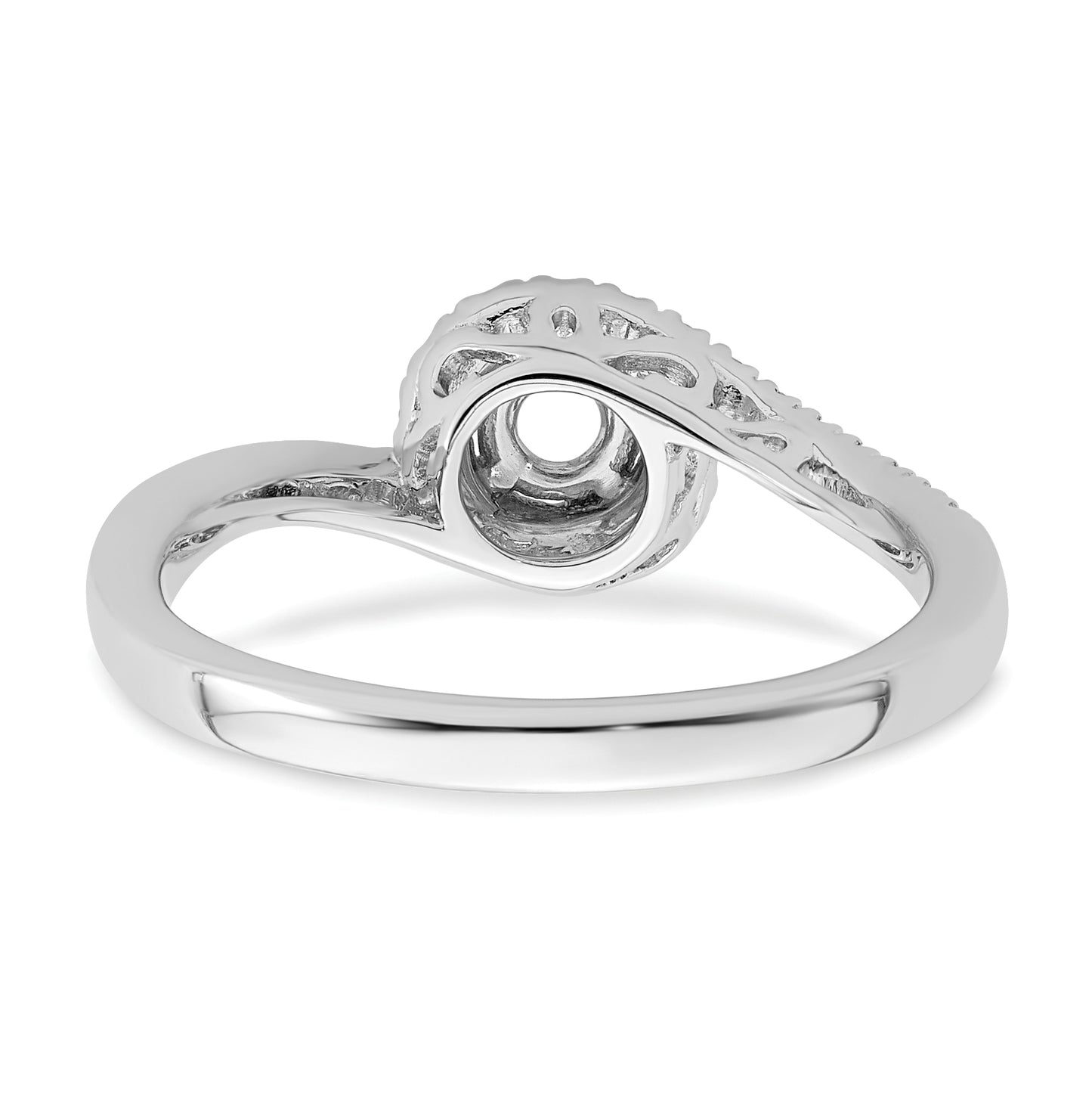 14k White Gold By-Pass (Holds 1/3 carat (4.5mm) Round Center) 1/4 carat Diamond Semi-mount Engagement Ring