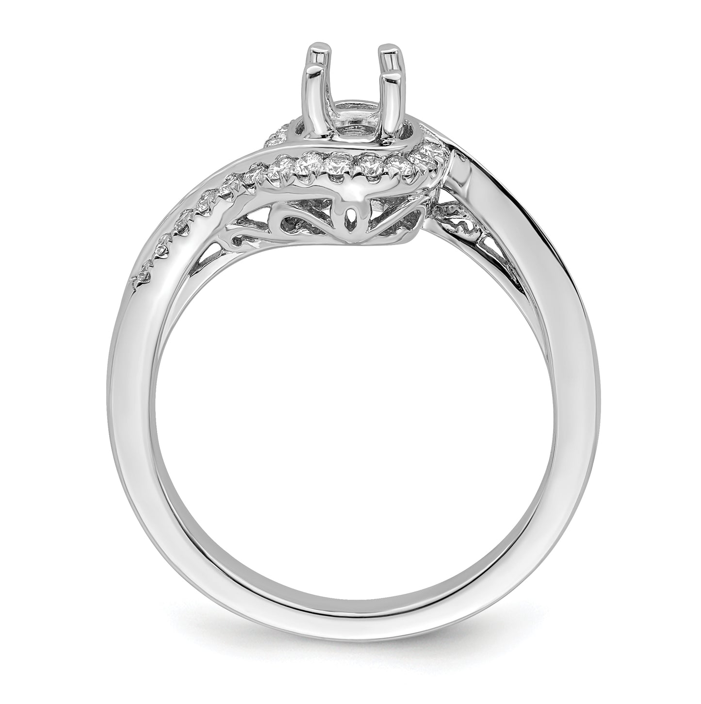 True Origin 14K White Gold 1/4 carat Lab Grown Diamond VS/SI D E F Semi Mount Round By-Pass Engagement Ring, 8 mm