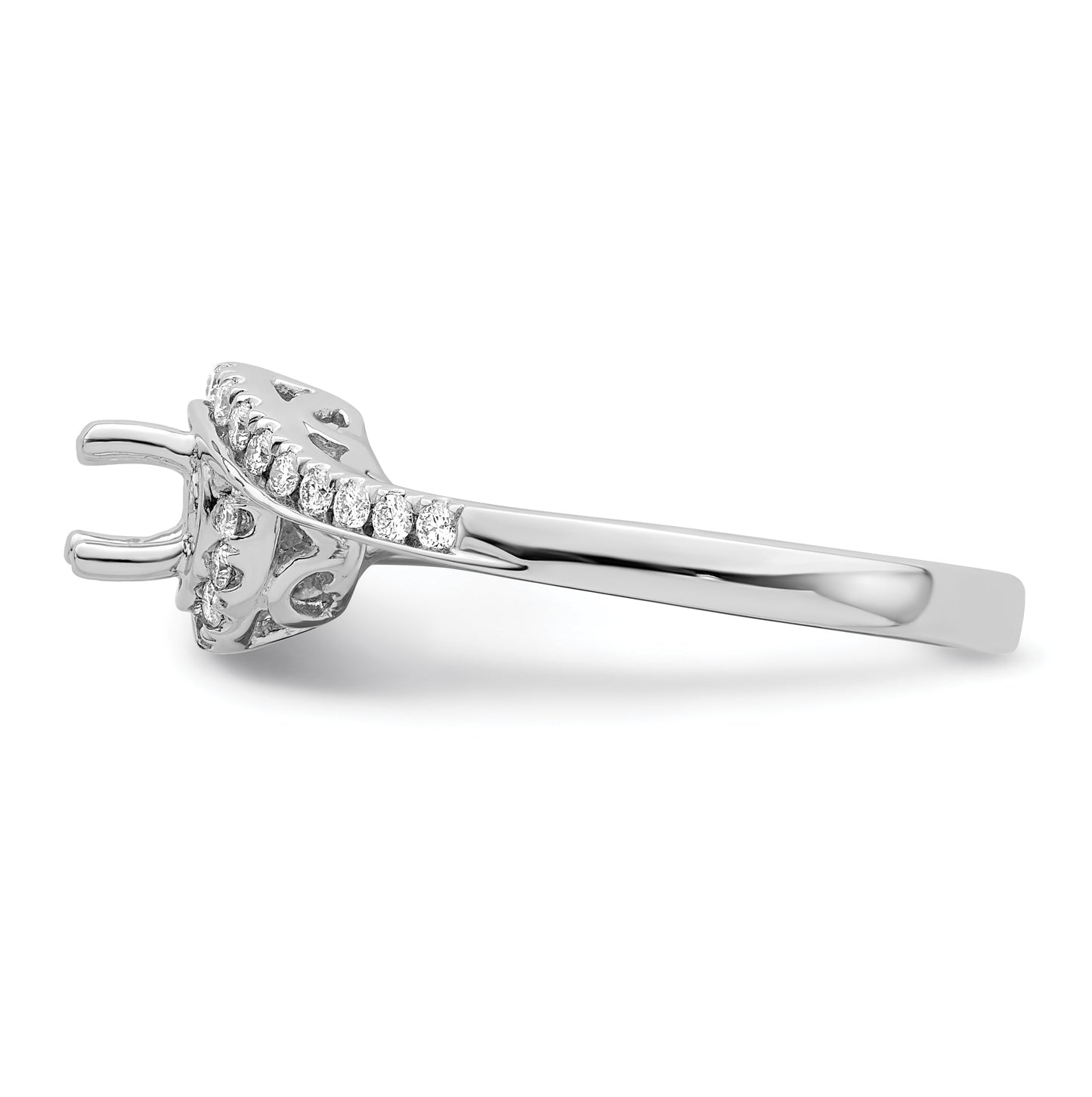 True Origin 14K White Gold 1/4 carat Lab Grown Diamond VS/SI D E F Semi Mount Round By-Pass Engagement Ring, 8 mm