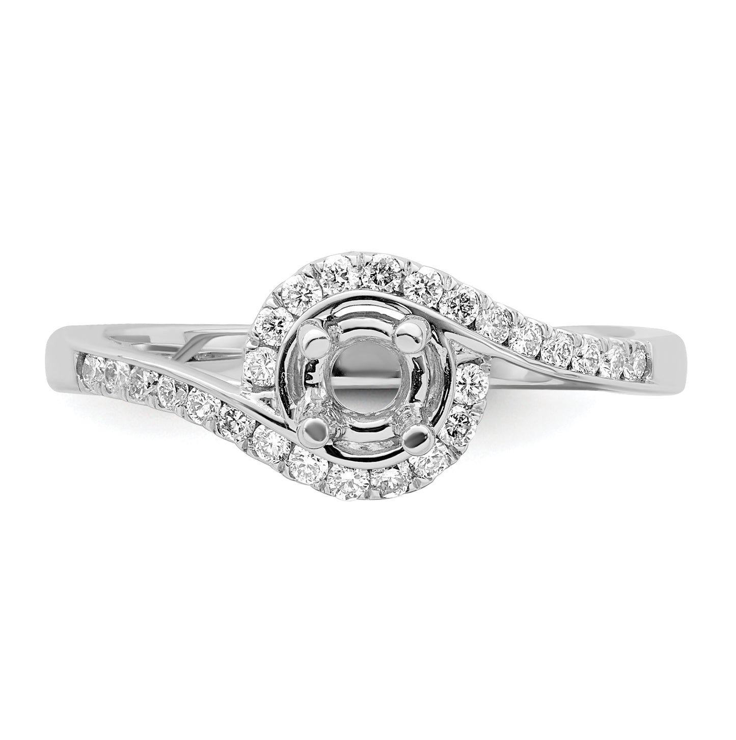 True Origin 14K White Gold 1/4 carat Lab Grown Diamond VS/SI D E F Semi Mount Round By-Pass Engagement Ring, 8 mm