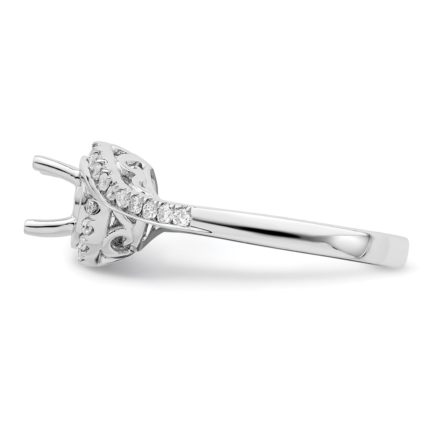 14k White Gold By-Pass (Holds 3/4 carat (5.8mm) Round Center) 1/3 carat Diamond Semi-mount Engagement Ring