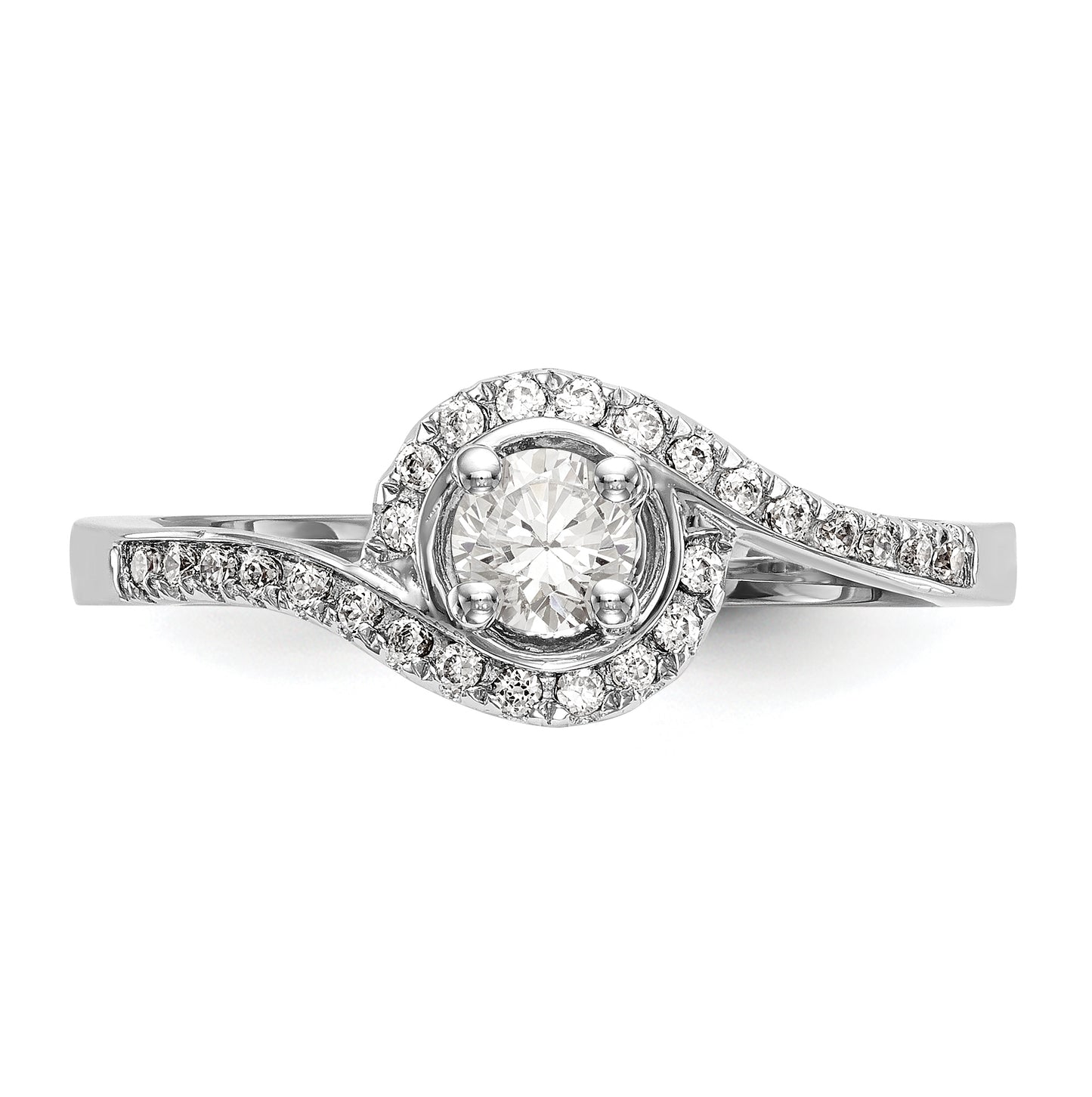 True Origin 14K White Gold 1/3 carat Lab Grown Diamond VS/SI D E F Semi Mount Round By-Pass Engagement Ring