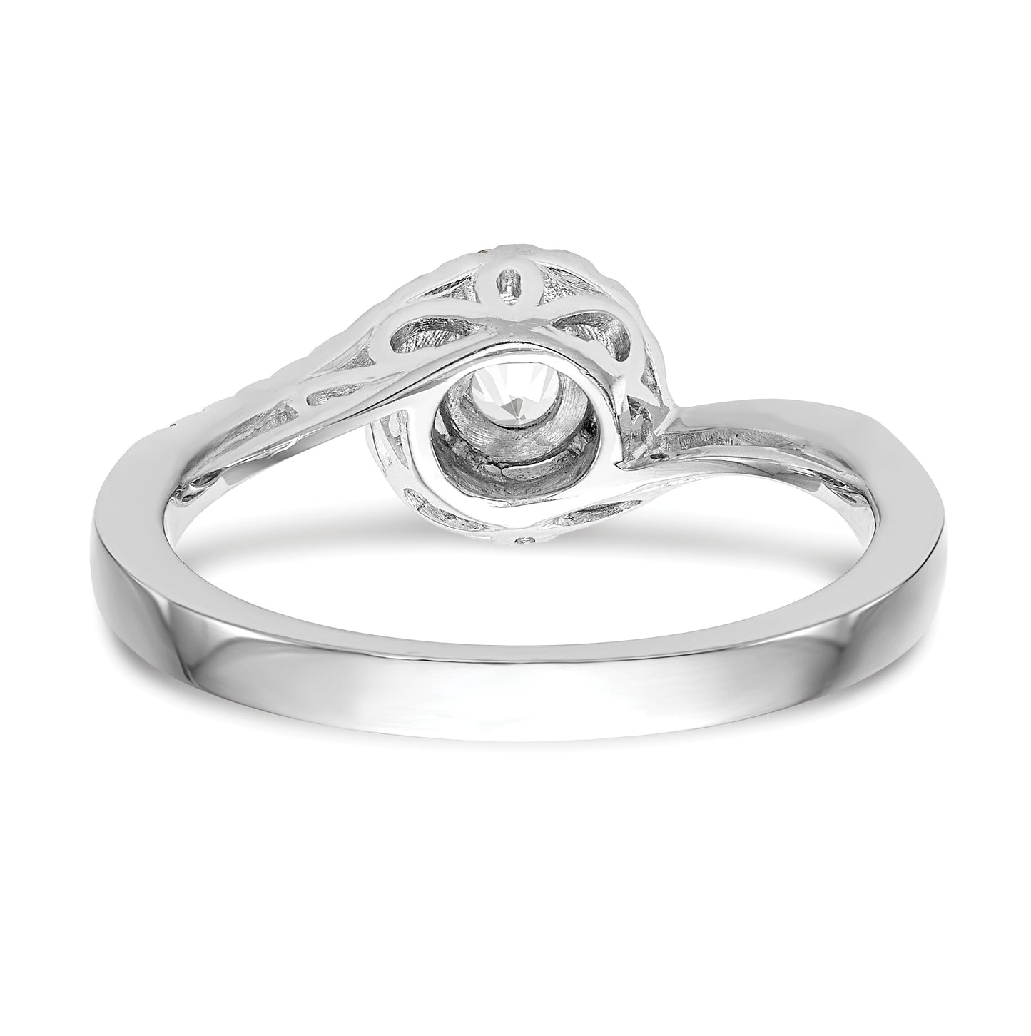 14k White Gold By-Pass (Holds 1 carat (6.5mm) Round Center) 1/3 carat Diamond Semi-mount Engagement Ring