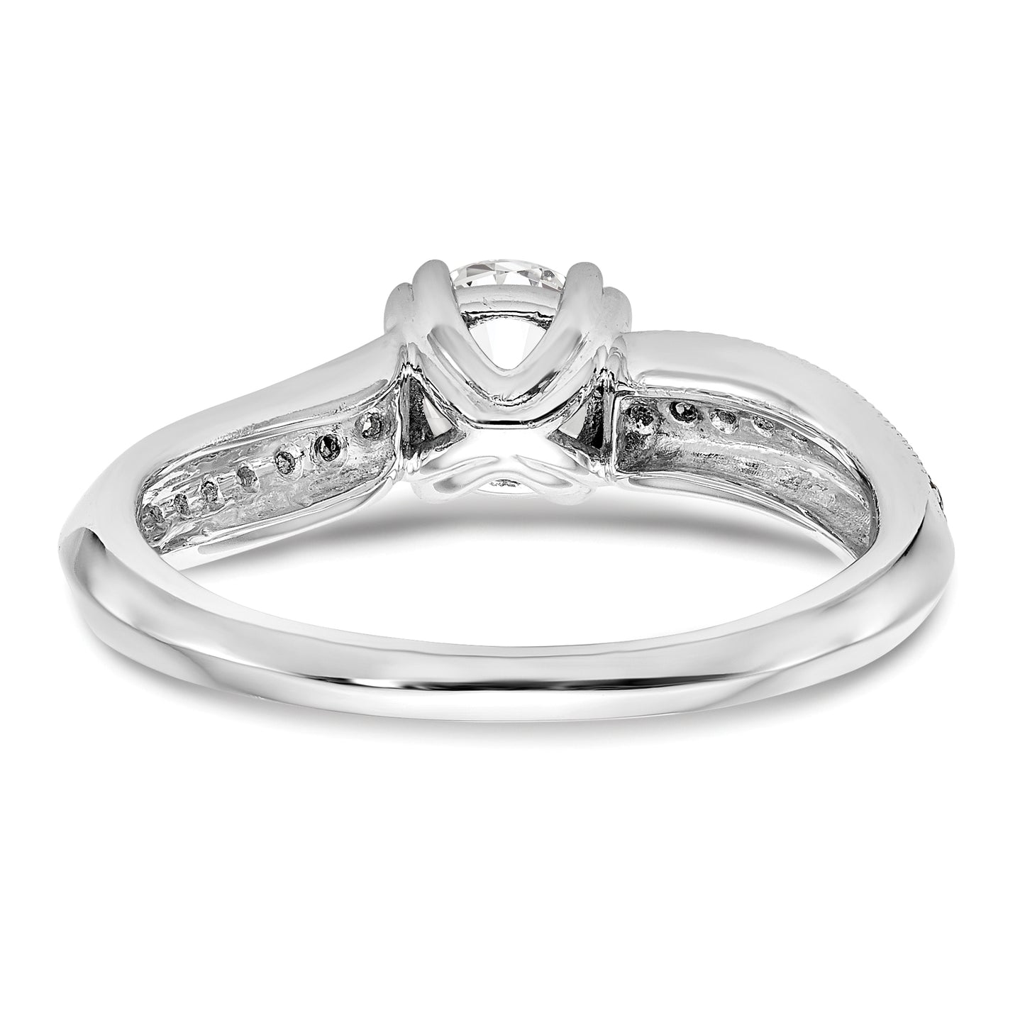 14k White Gold Diamond Round Semi-mount By-Pass Engagement Ring