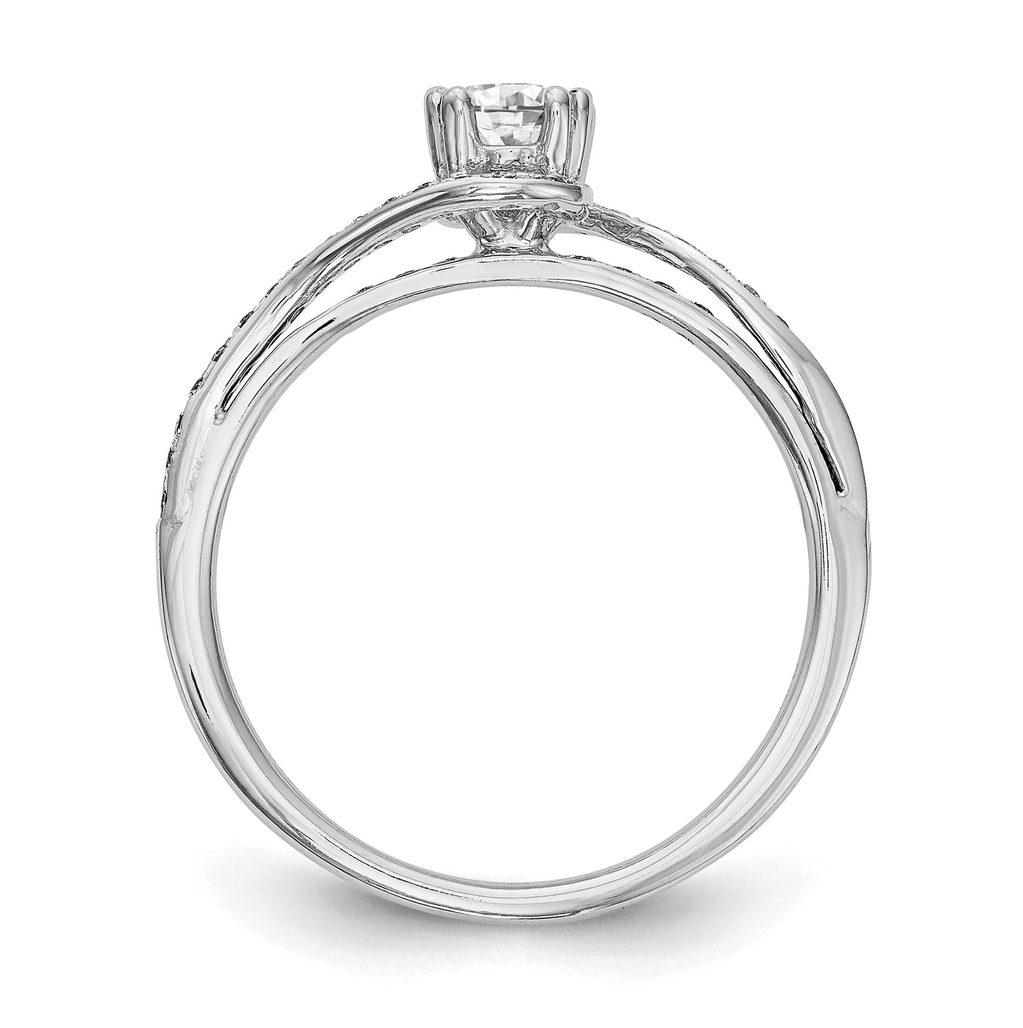 14k White Gold By-Pass (Holds 1/3 carat (4.5 mm) Round Center) 1/6 carat Diamond Semimount Engagement Ring