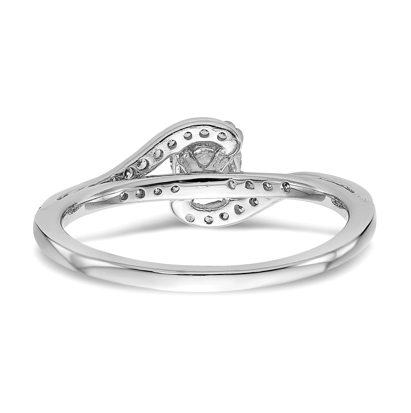14k White Gold By-Pass (Holds 1/3 carat (4.5 mm) Round Center) 1/6 carat Diamond Semimount Engagement Ring