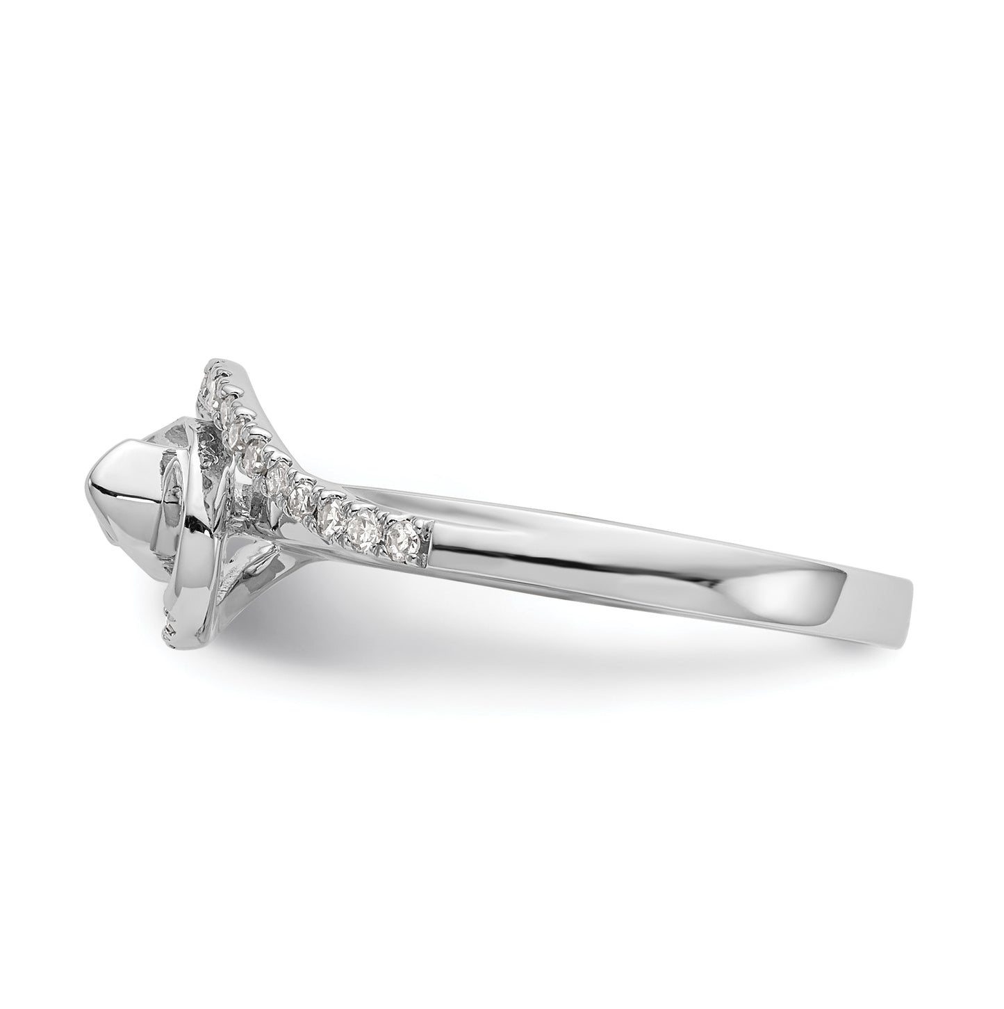 14k White Gold By-Pass (Holds 1/3 carat (4.5 mm) Round Center) 1/6 carat Diamond Semi-mount Engagement Ring