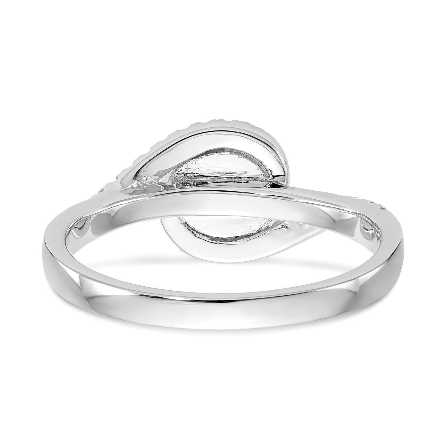 14k White Gold By-Pass (Holds 1/3 carat (4.5 mm) Round Center) 1/6 carat Diamond Semi-mount Engagement Ring