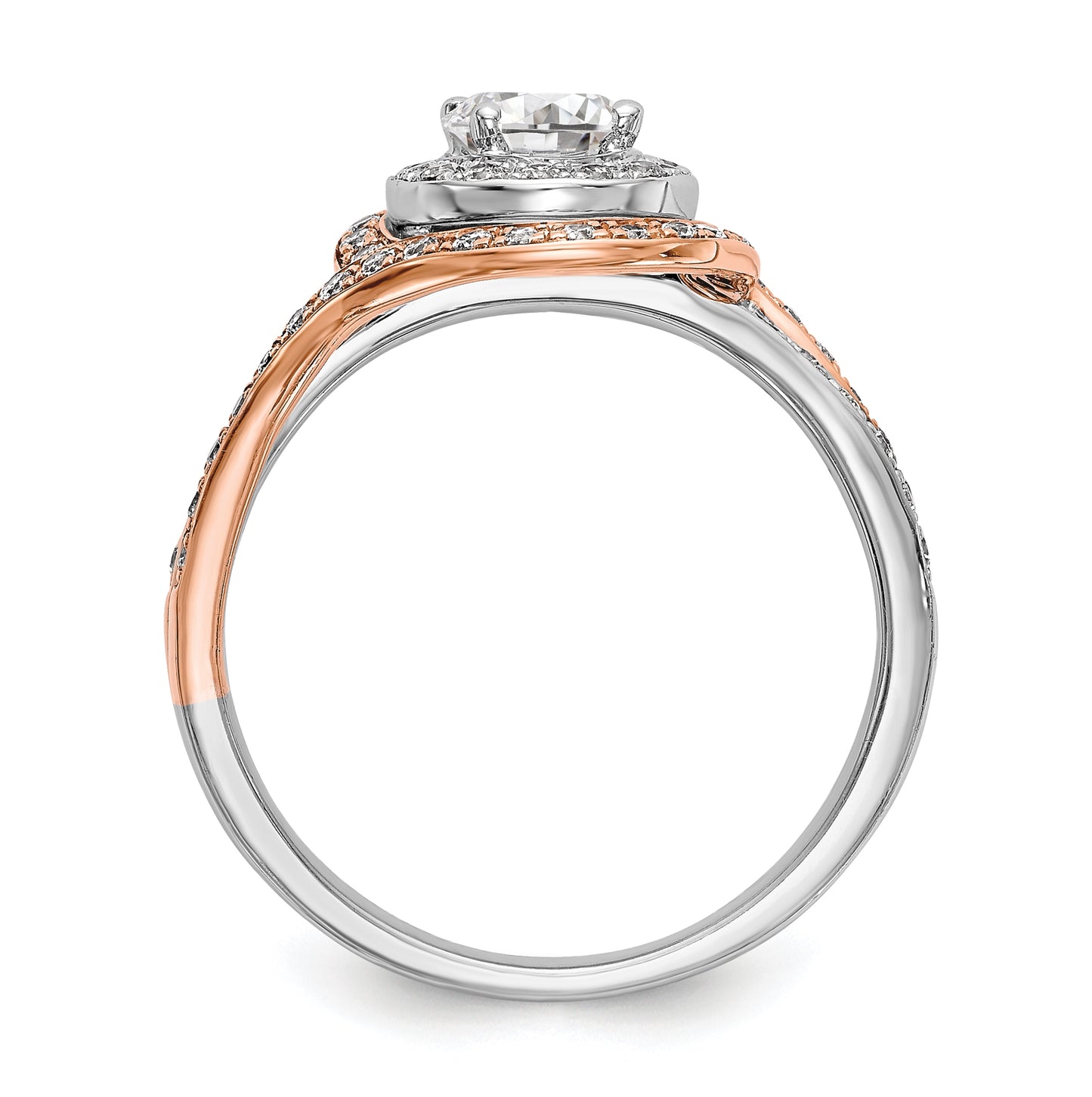14k Two-tone Diamond Round Semi-mount By-Pass Engagement Ring