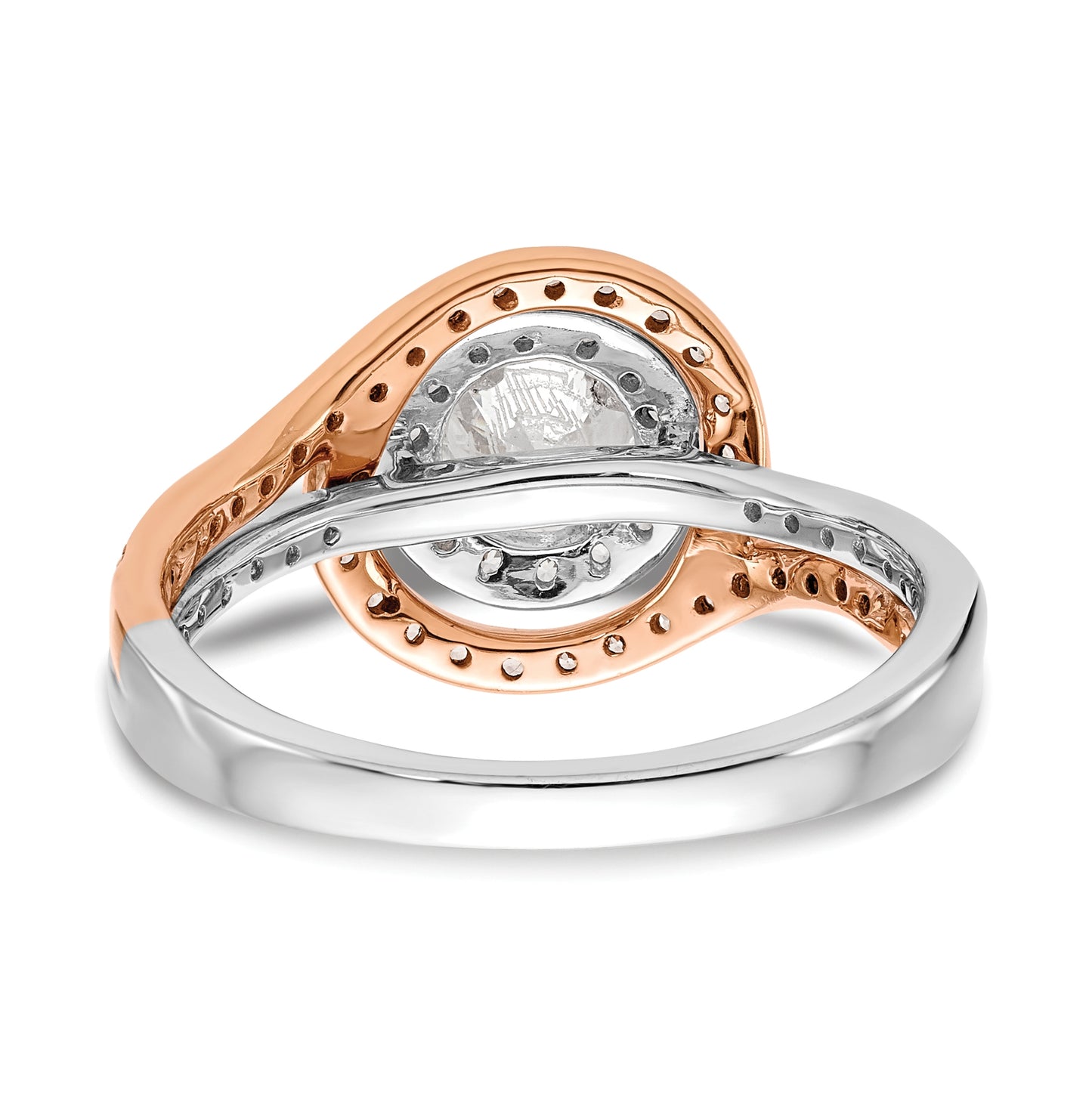 14k Two-tone Diamond Round Semi-mount By-Pass Engagement Ring
