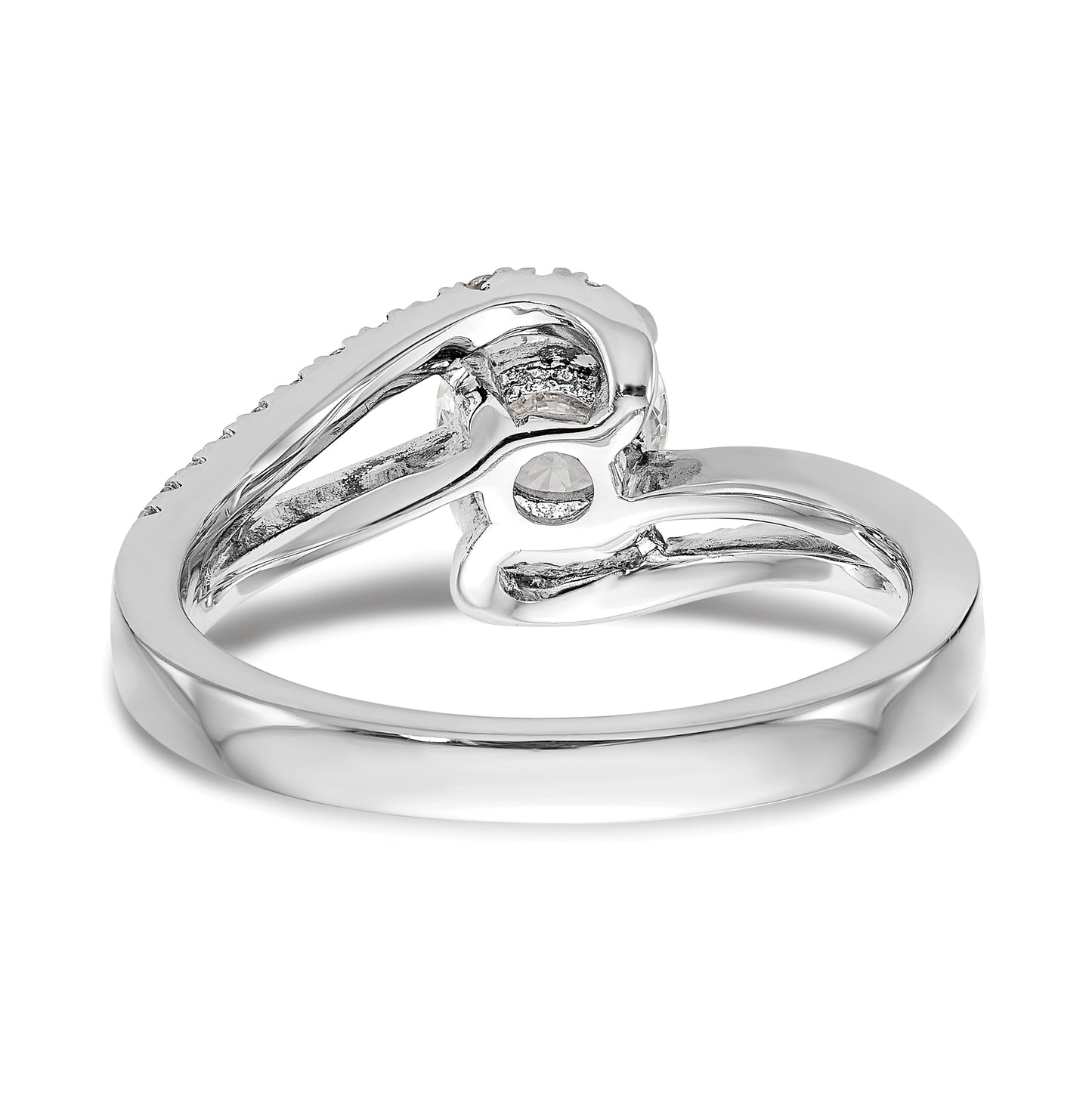 14k White Gold By-Pass (Holds 1 carat (6.5 mm) Round Center) 1/4 carat Diamond Semi-mount Engagement Ring