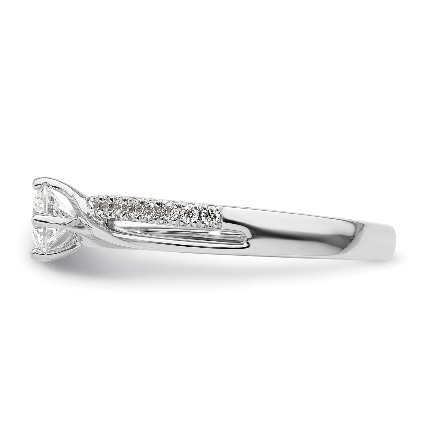 14k White Gold By-Pass (Holds 1/3 carat (4.5mm) Round Center) 1/6 carat Diamond Semi-mount Engagement Ring