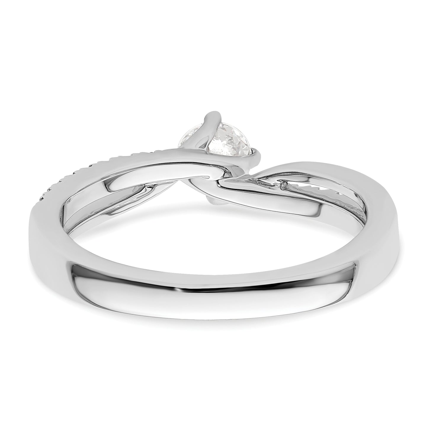 14k White Gold By-Pass (Holds 1/3 carat (4.5mm) Round Center) 1/6 carat Diamond Semi-mount Engagement Ring