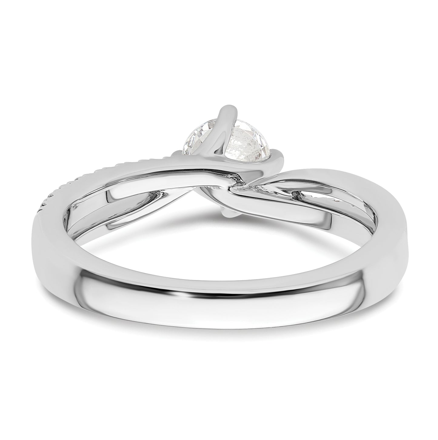 14k White Gold By-Pass (Holds 1/2 carat (5.1mm) Round Center) 1/6 carat Diamond Semi-mount Engagement Ring