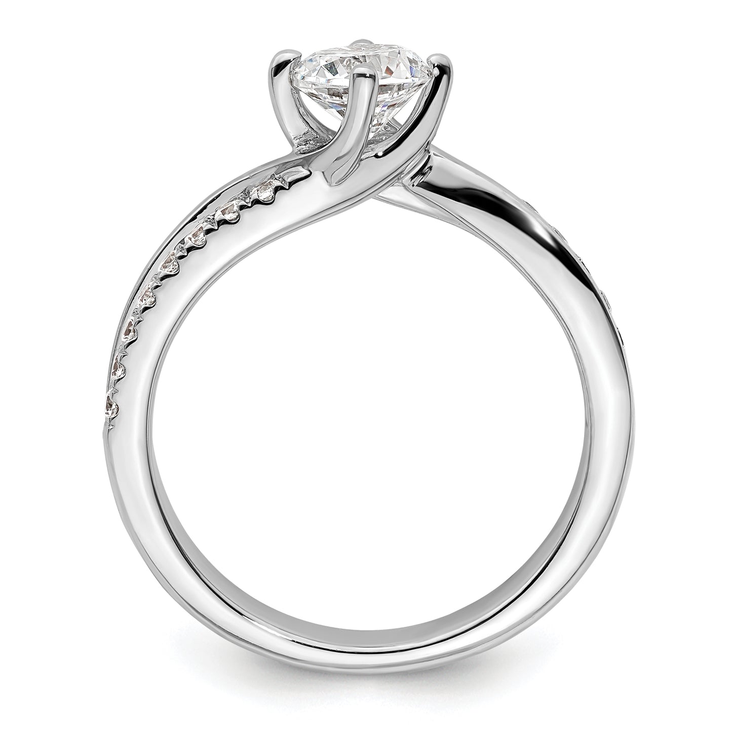 14k White Gold By-Pass (Holds 3/4 carat (5.8mm) Round Center) 1/5 carat Diamond Semi-mount Engagement Ring