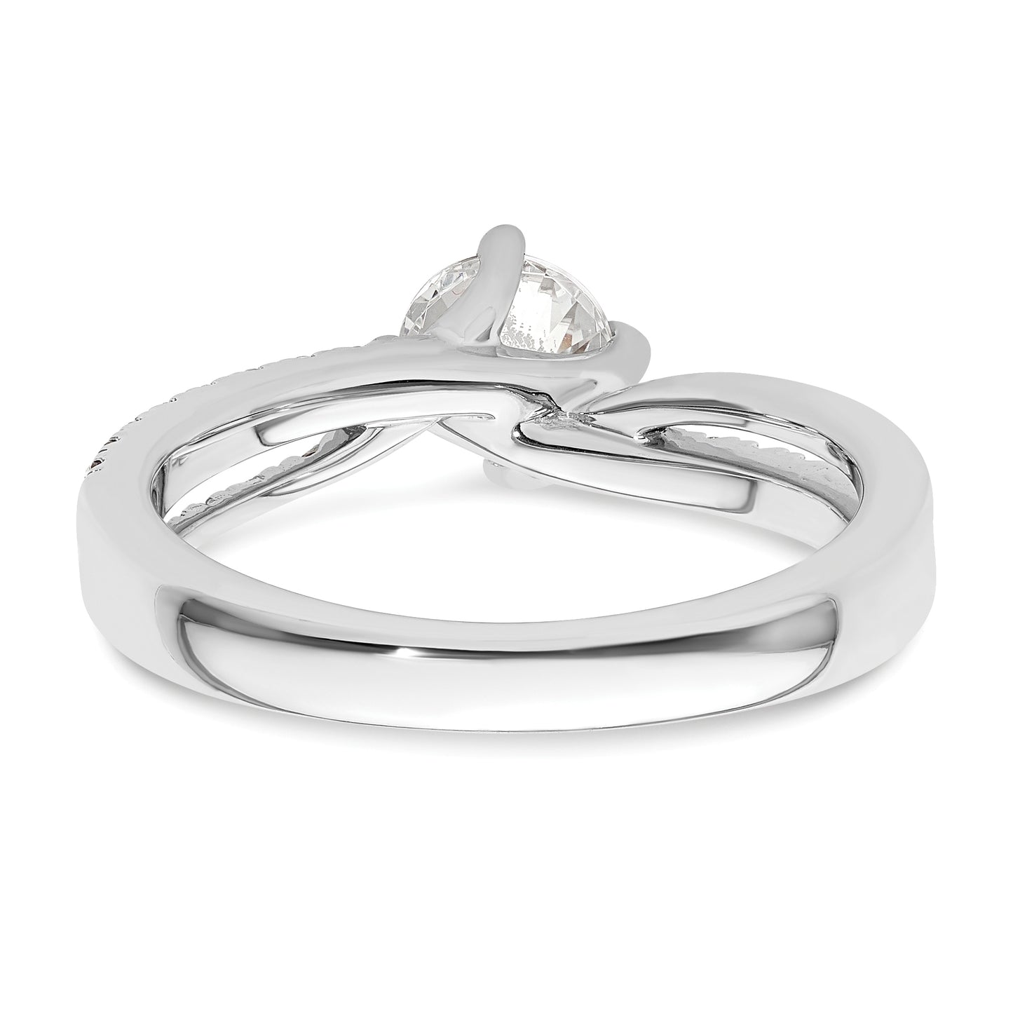 14k White Gold By-Pass (Holds 3/4 carat (5.8mm) Round Center) 1/5 carat Diamond Semi-mount Engagement Ring