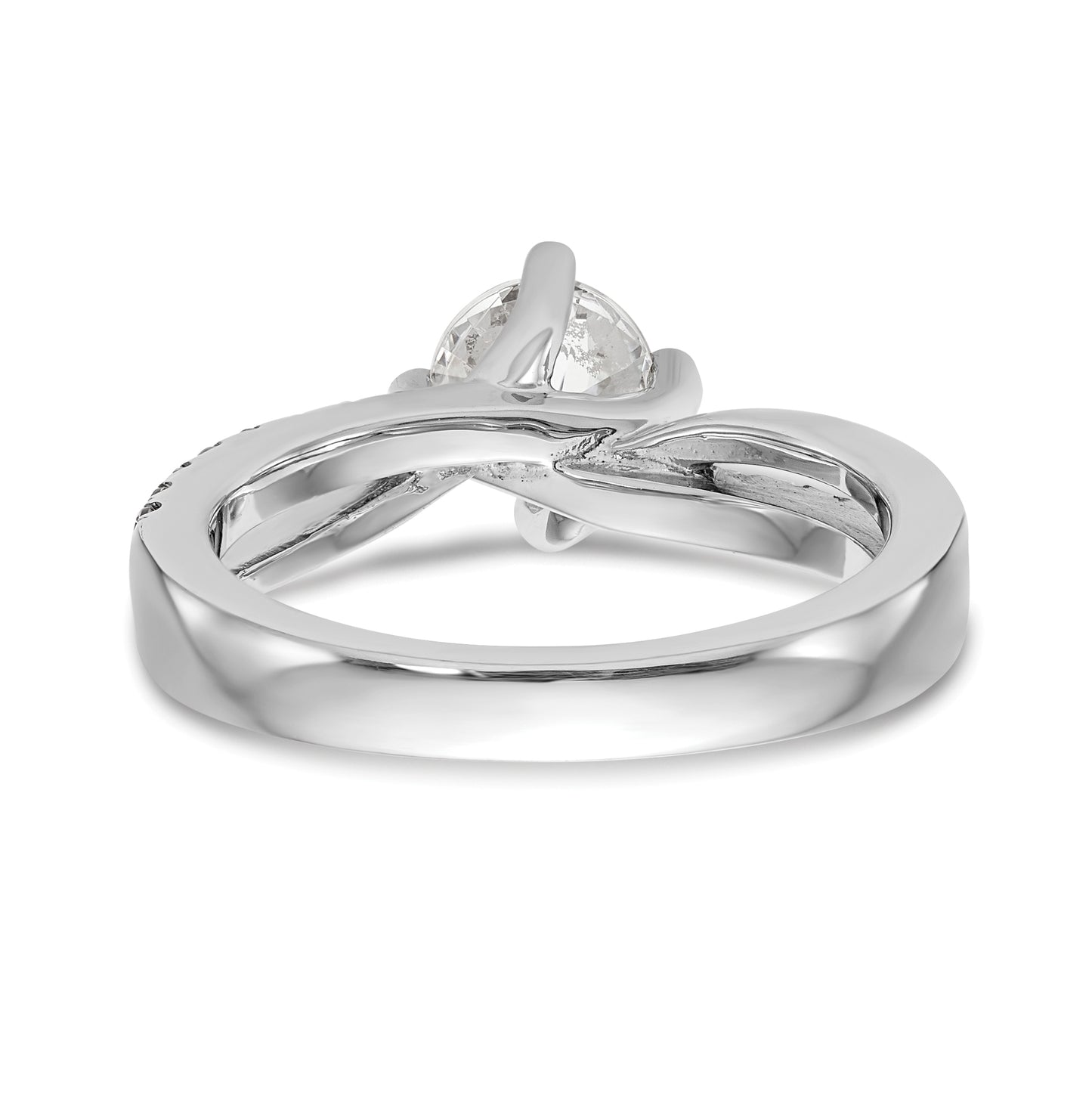 14k White Gold By-Pass (Holds 1 carat (6.5mm) Round Center) 1/4 carat Diamond Semi-mount Engagement Ring