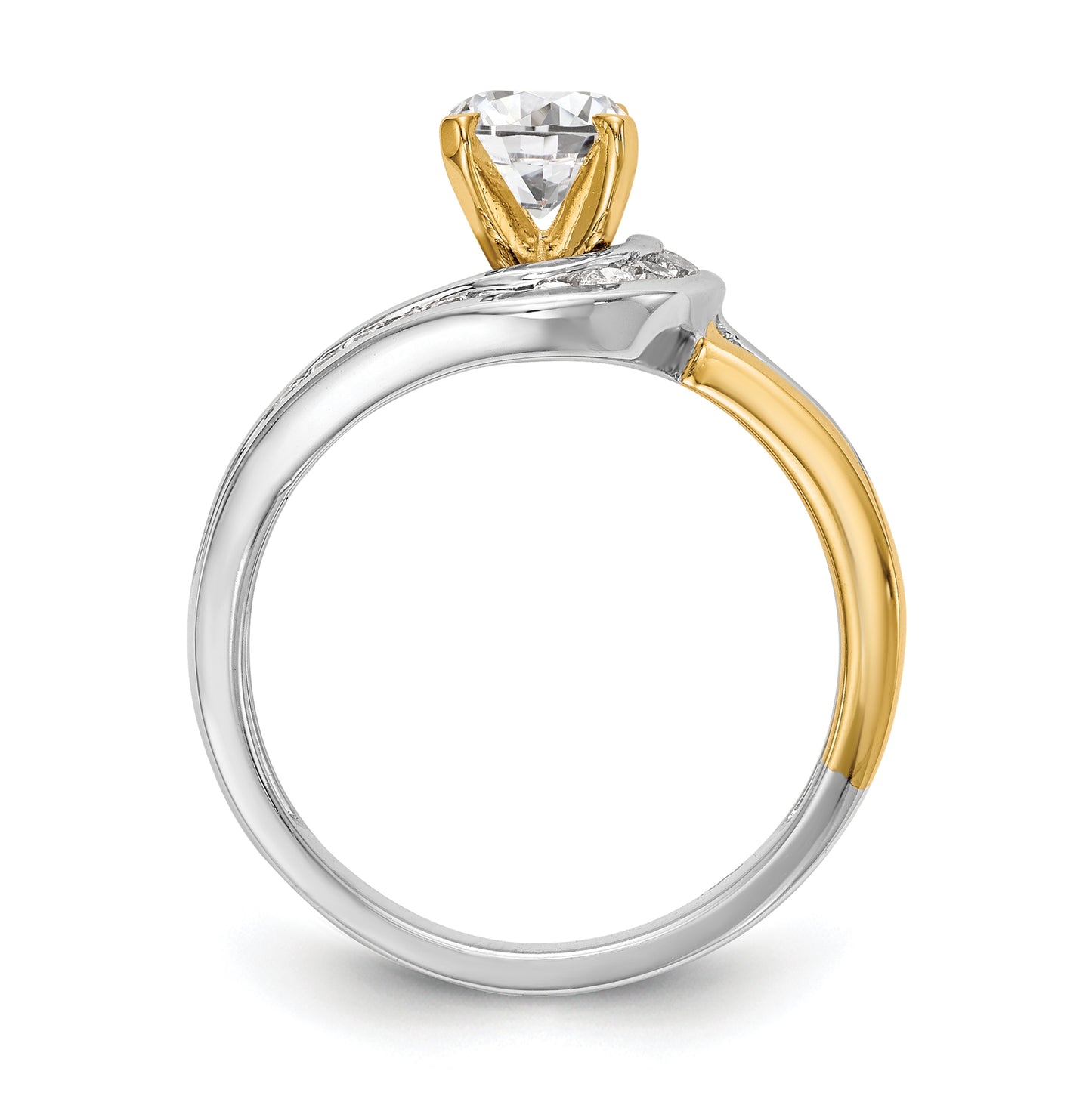 14k Two-tone By-Pass Peg Set 1/5 carat Diamond Semi-mount Engagement Ring