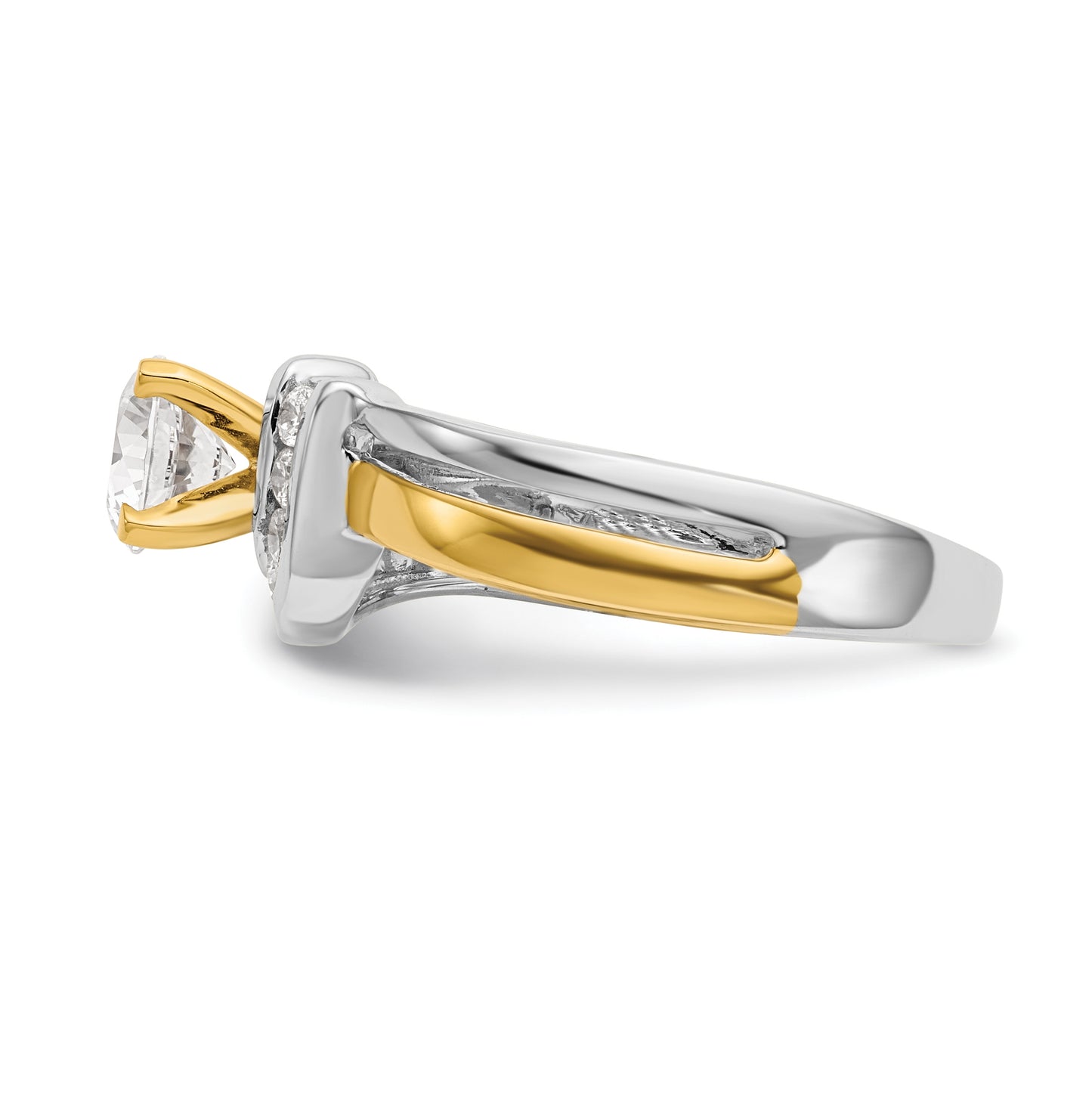 14k Two-tone By-Pass Peg Set 1/5 carat Diamond Semi-mount Engagement Ring