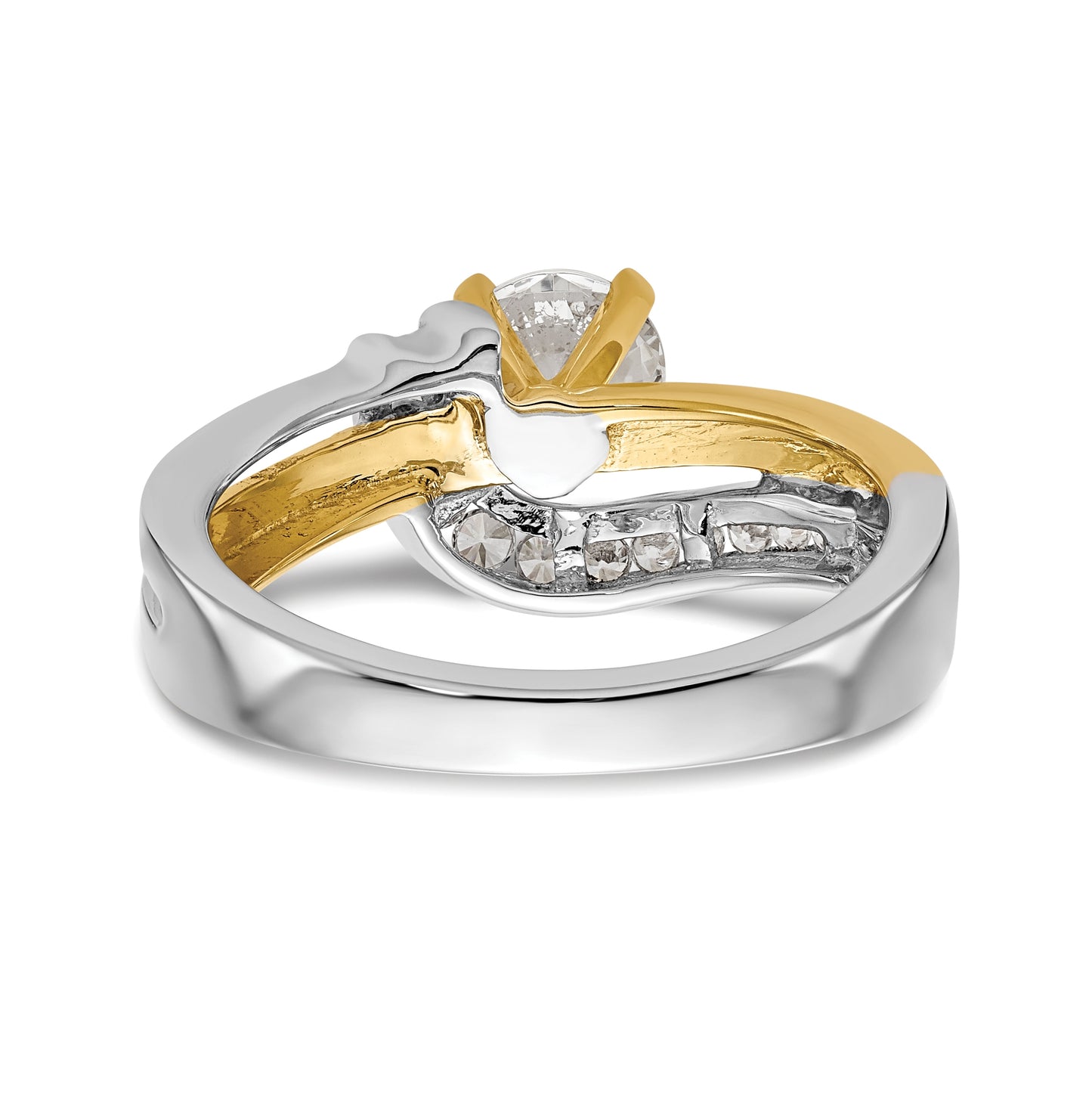 14k Two-tone By-Pass Peg Set 1/5 carat Diamond Semi-mount Engagement Ring