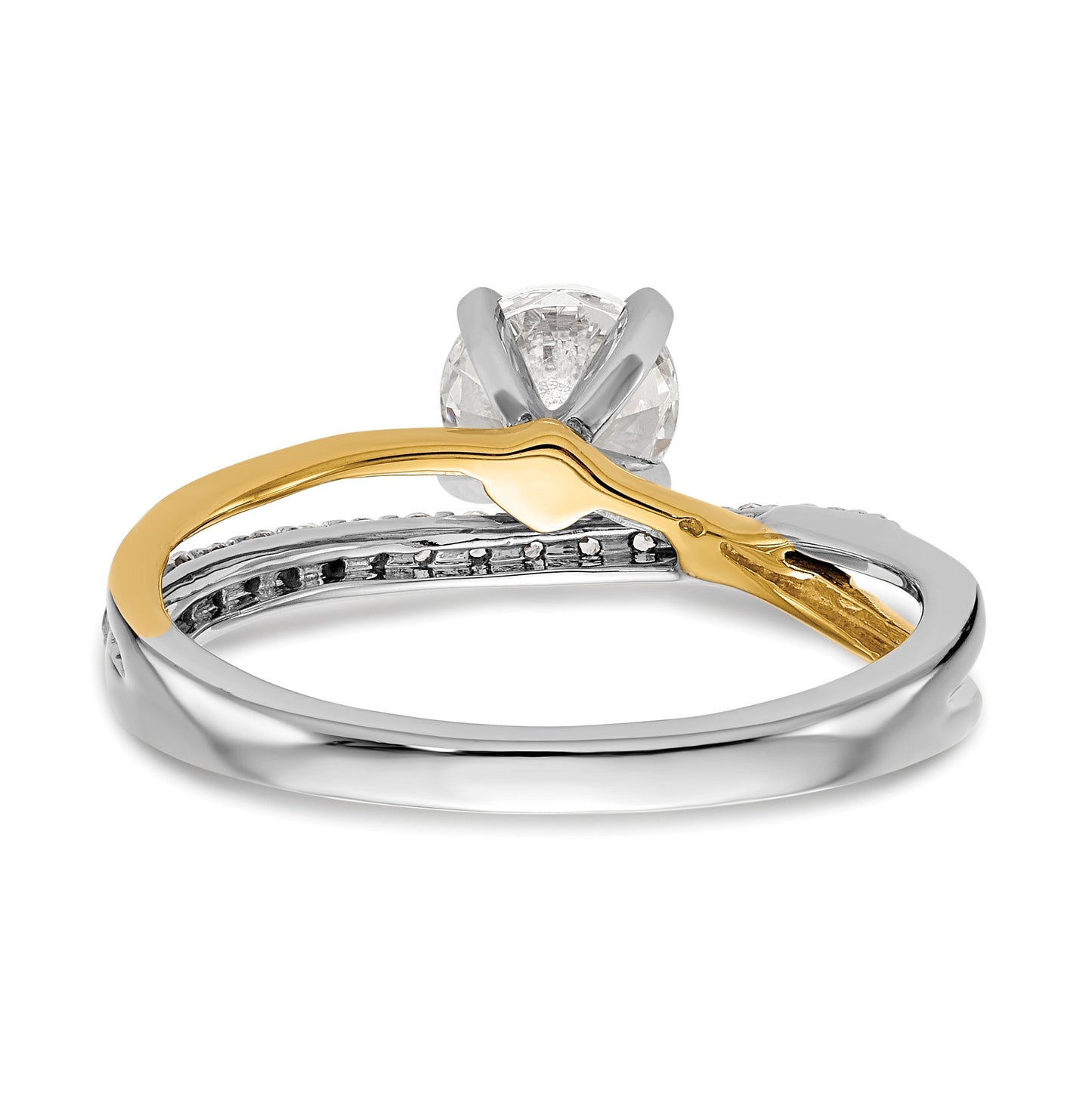 14k Two-tone By-Pass Peg Set 1/8 carat Diamond Semi-mount Engagement Ring