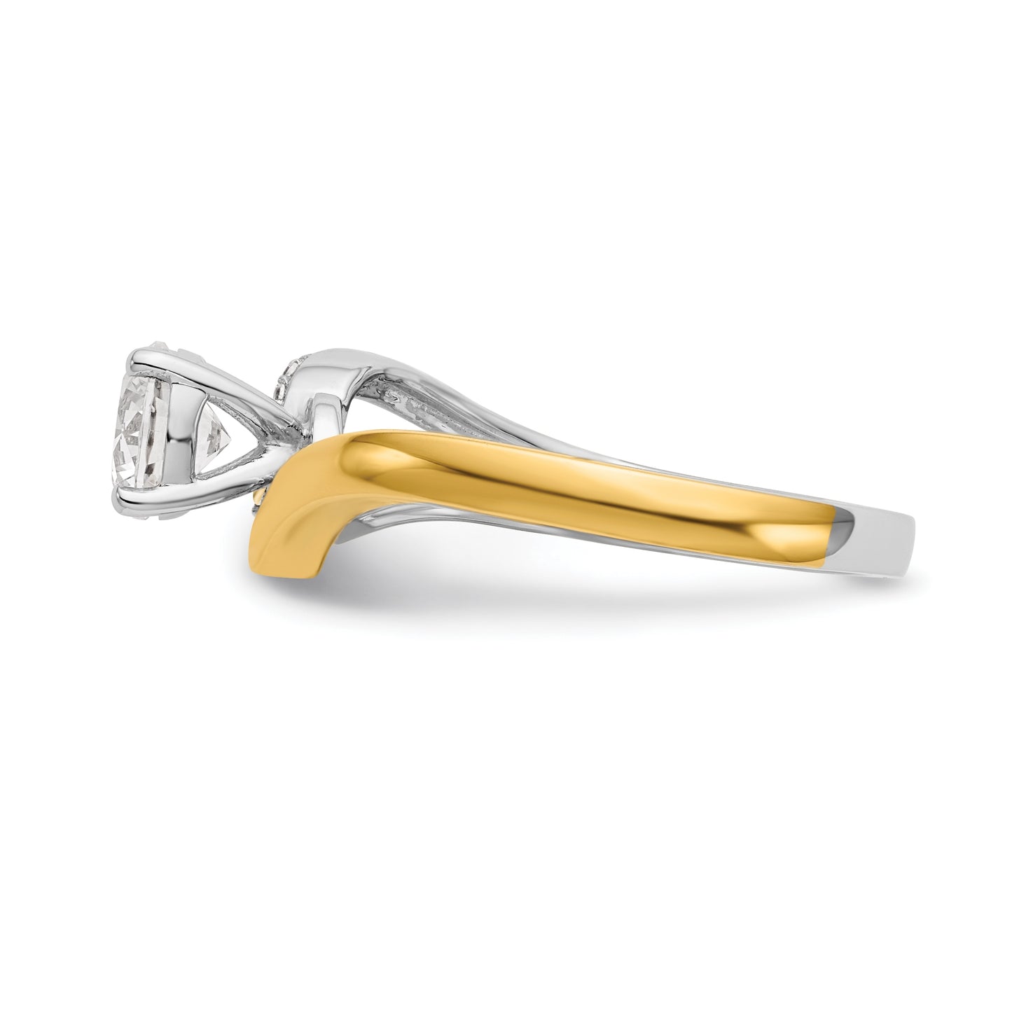 14k Two-tone By-Pass Peg Set .02 carat Diamond Semi-mount Engagement Ring