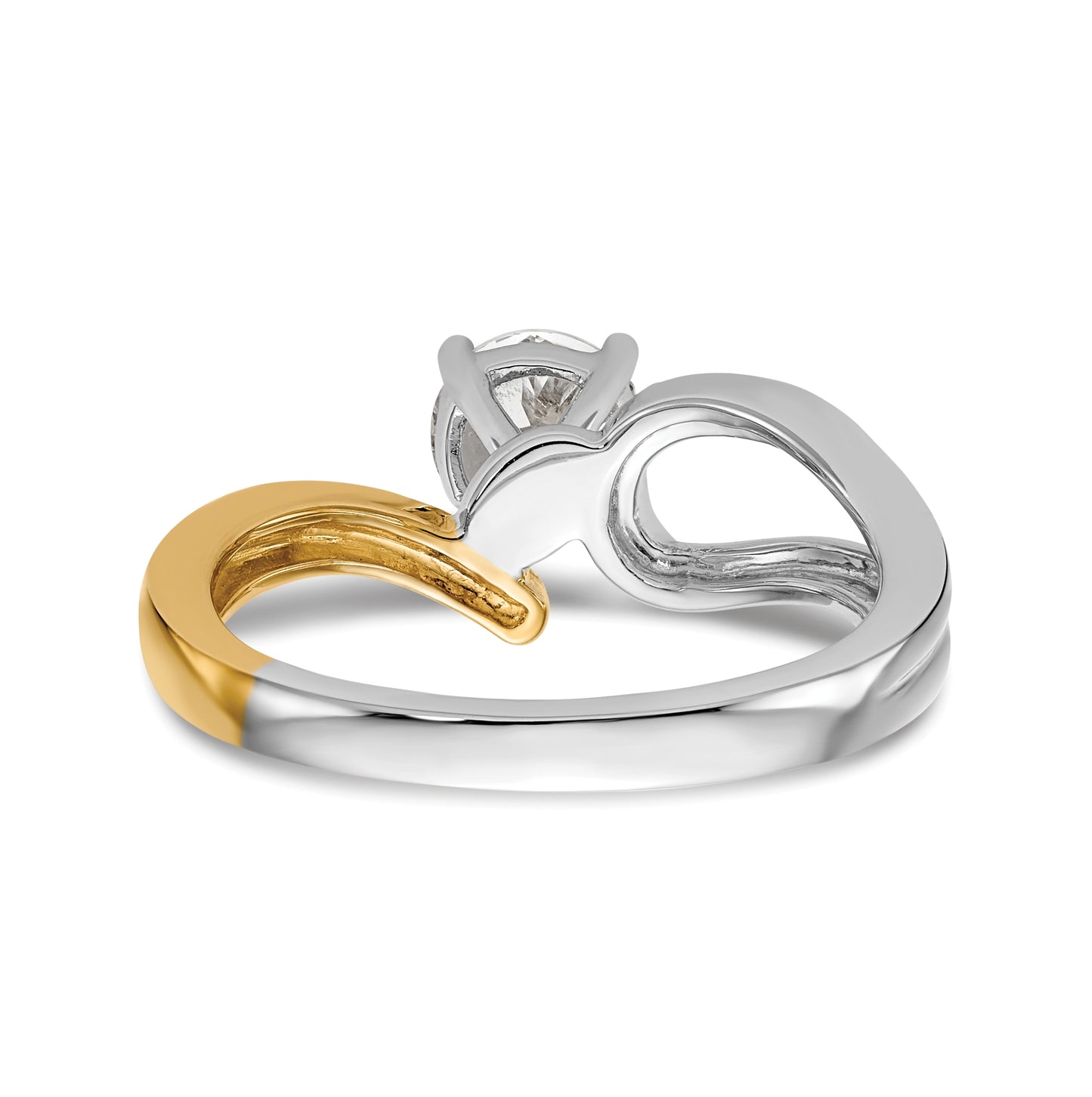 14k Two-tone By-Pass Peg Set .02 carat Diamond Semi-mount Engagement Ring
