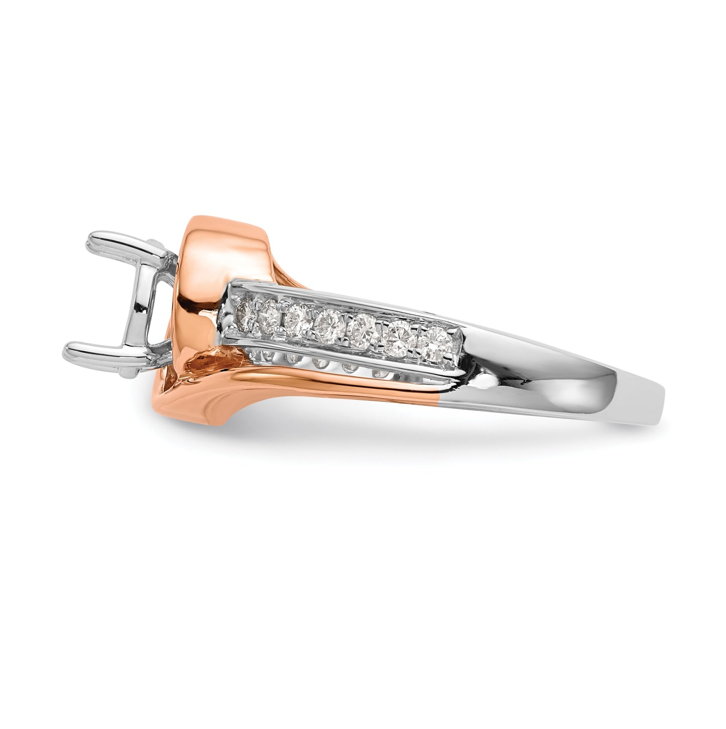 14k Two-tone By-Pass Peg Set 1/5ct Diamond Semi-mount Engagement Ring