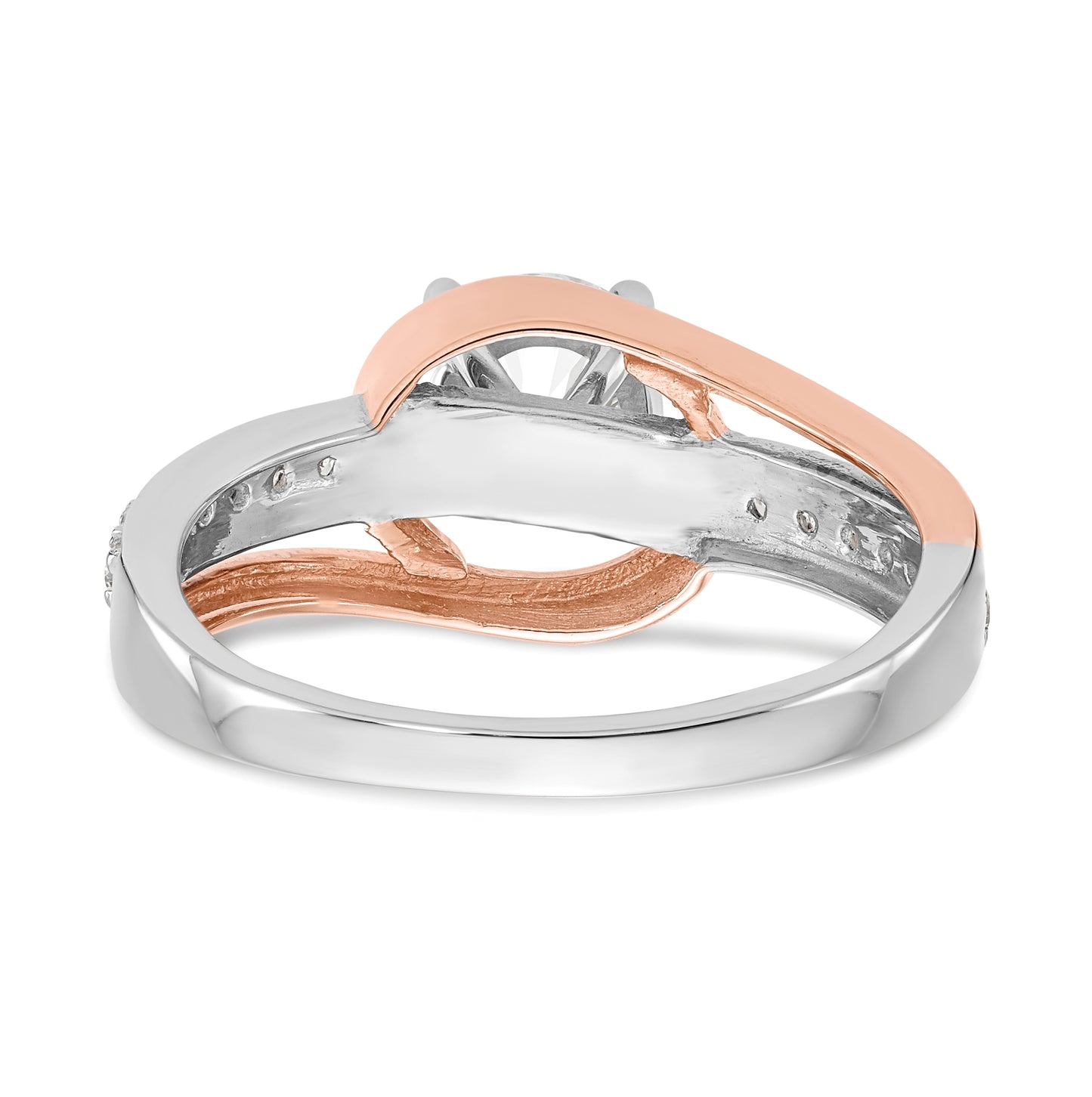 14k Two-tone By-Pass Peg Set 1/5ct Diamond Semi-mount Engagement Ring