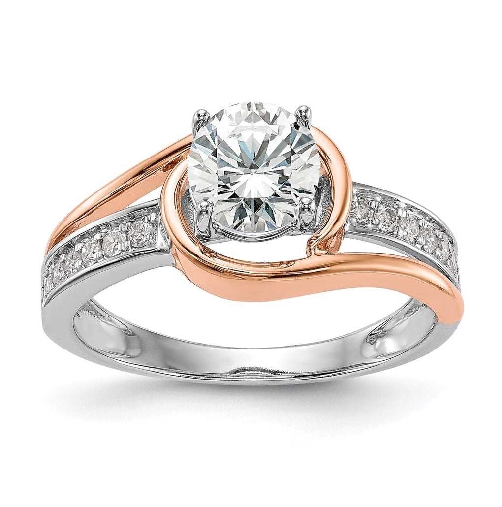 14k Two-tone By-Pass Peg Set 1/5ct Diamond Semi-mount Engagement Ring
