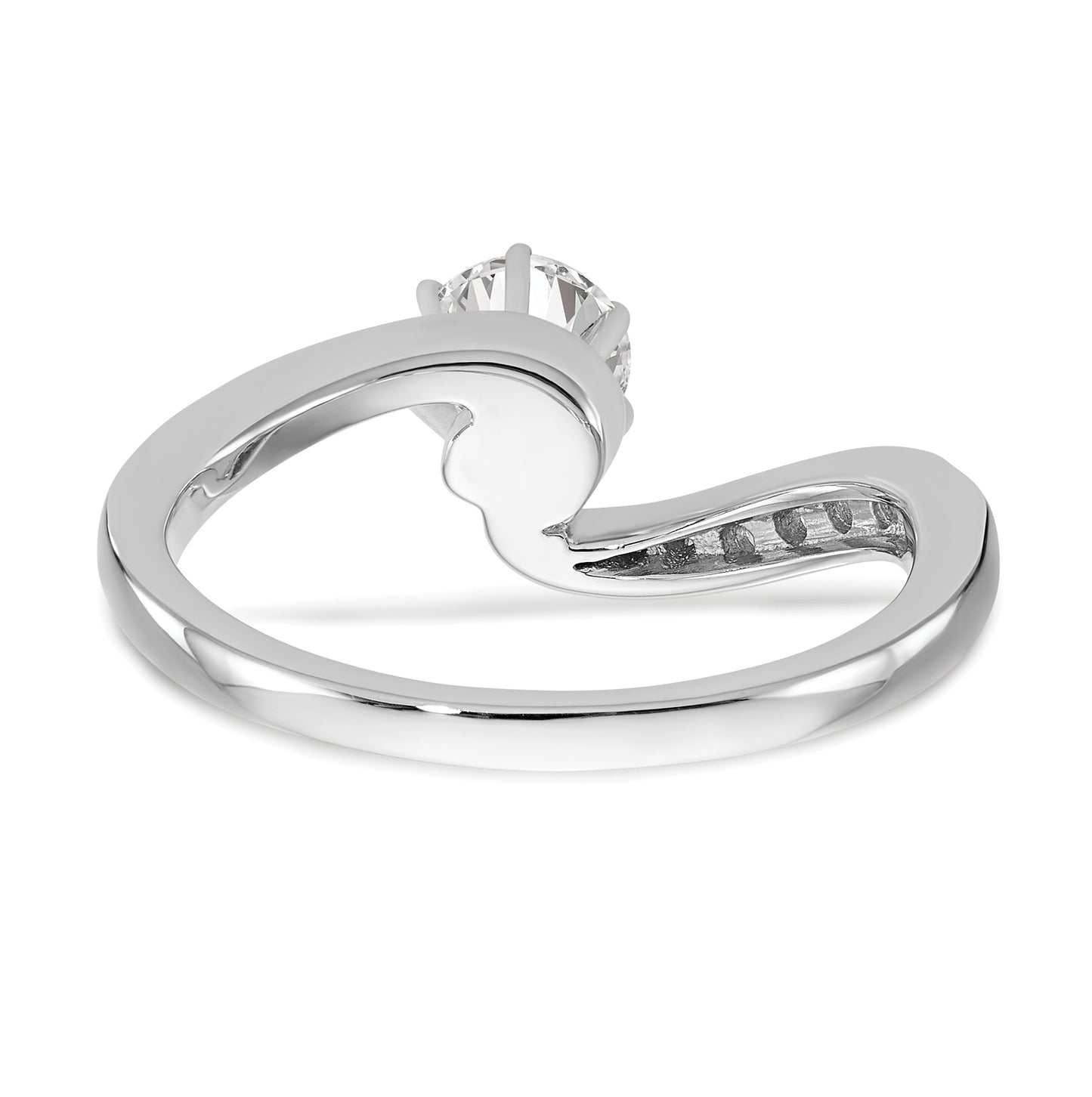 14kWhite Gold By-Pass Peg Set 1/6 carat Diamond Semi-Mount Engagement Ring