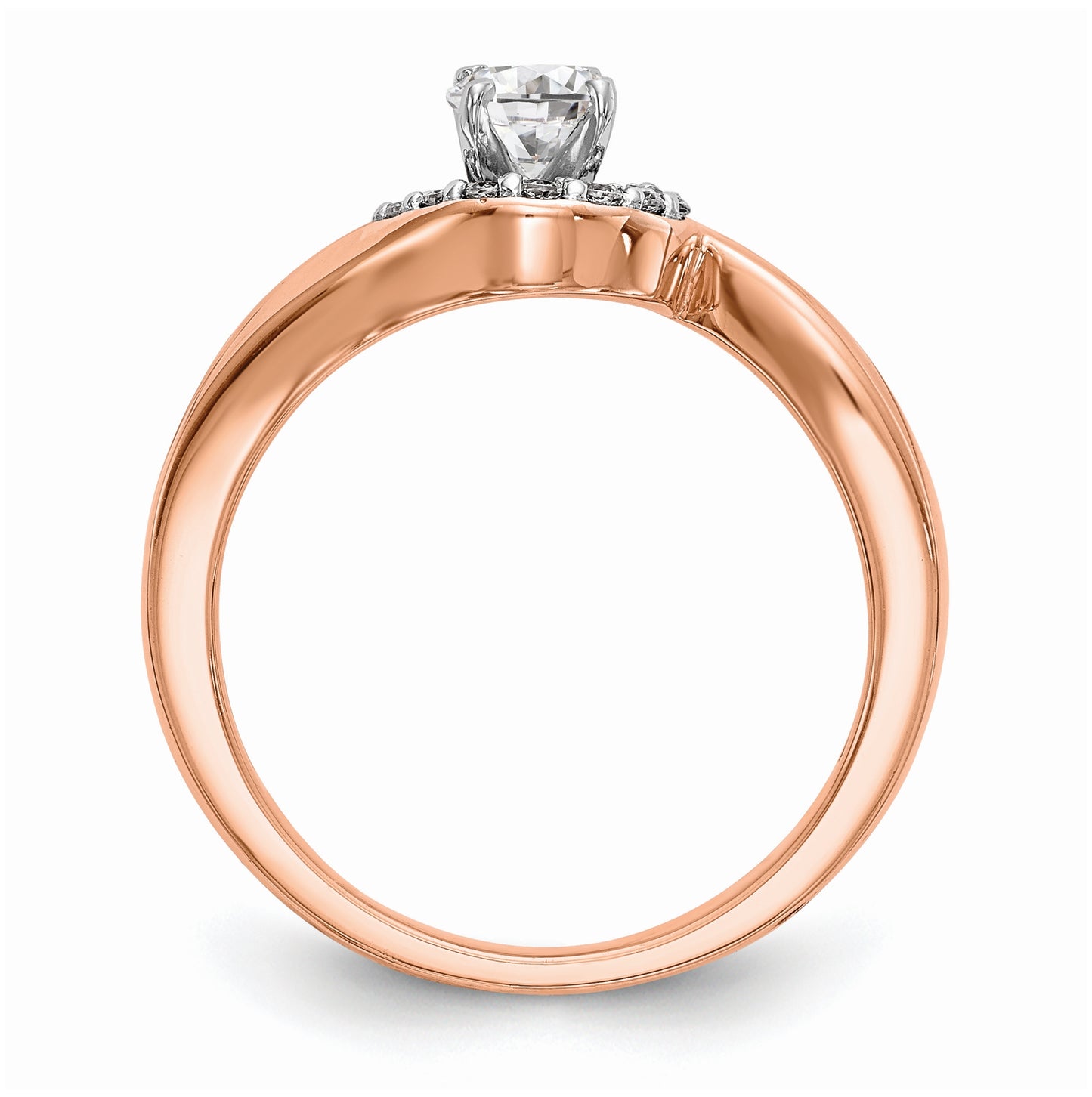 10K Rose Gold Peg Set Bypass 1/20 carat Diamond Semi-mount Engagement Ring