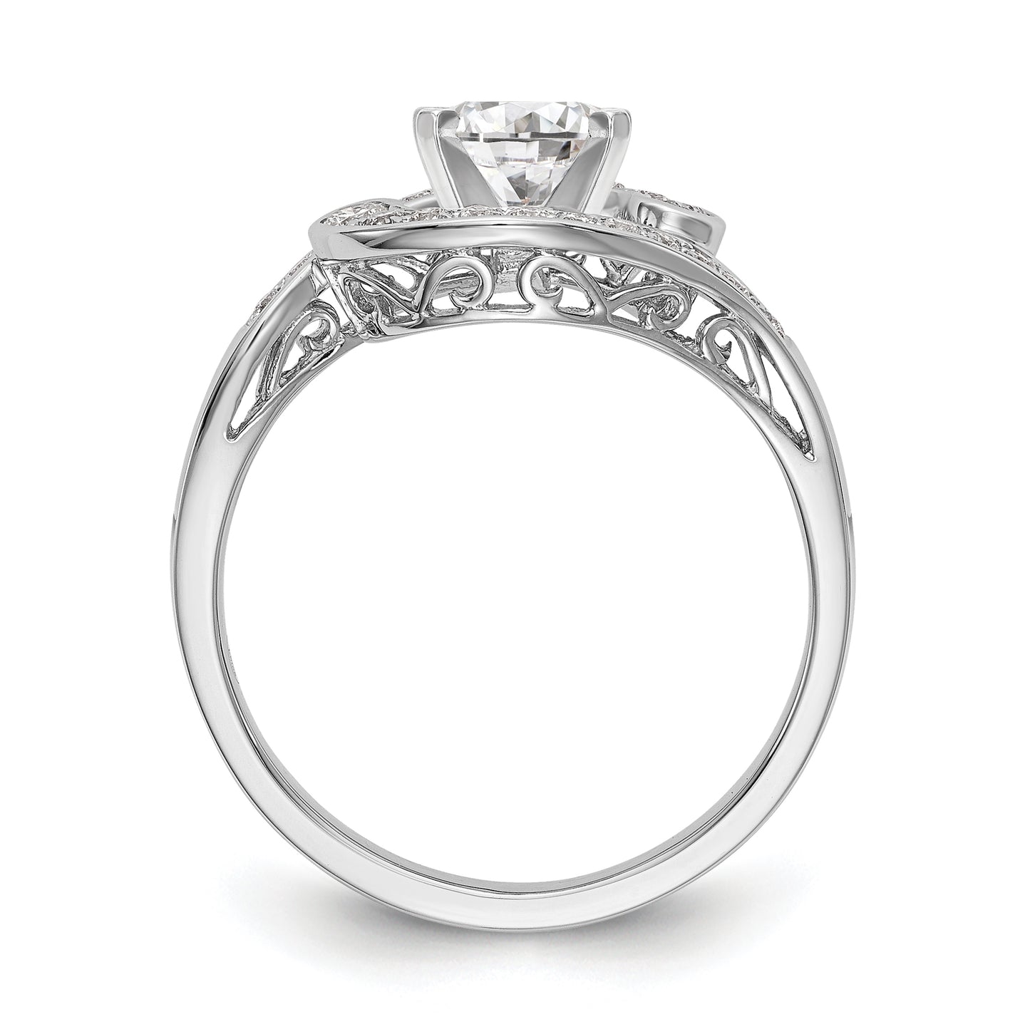 14k White Gold By-Pass Peg Set 1/4 carat Diamond Semi-mount Engagement Ring