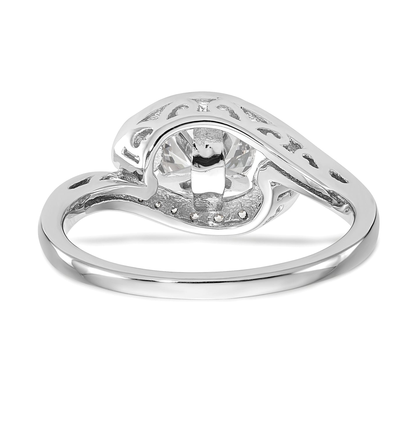 14k White Gold By-Pass Peg Set 1/4 carat Diamond Semi-mount Engagement Ring