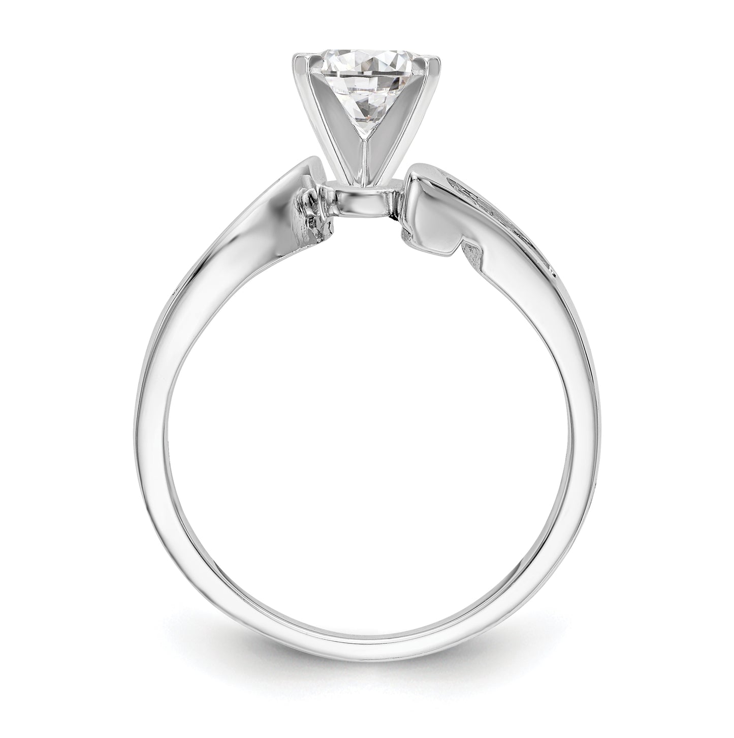 14k White Gold By-Pass Peg Set 1/8 carat Baguette Diamond Semi-mount Engagement Ring