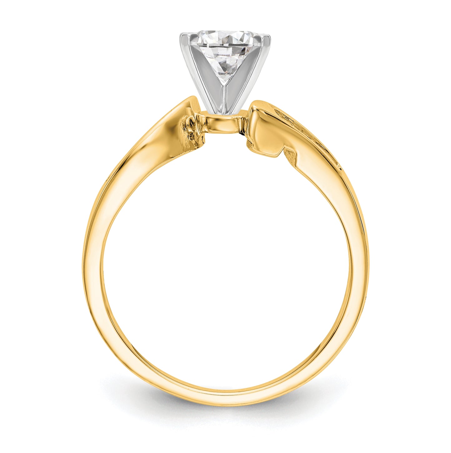 14k Yellow Gold Peg Set Diamond Semi-mount By-Pass Engagement Ring