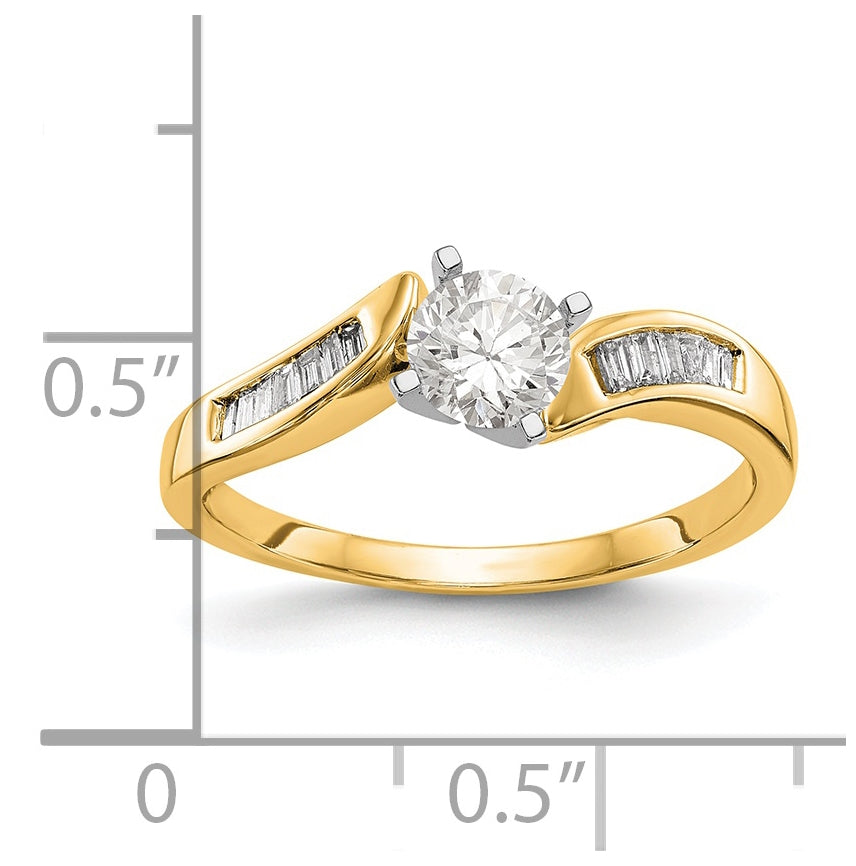 14k Yellow Gold Peg Set Diamond Semi-mount By-Pass Engagement Ring