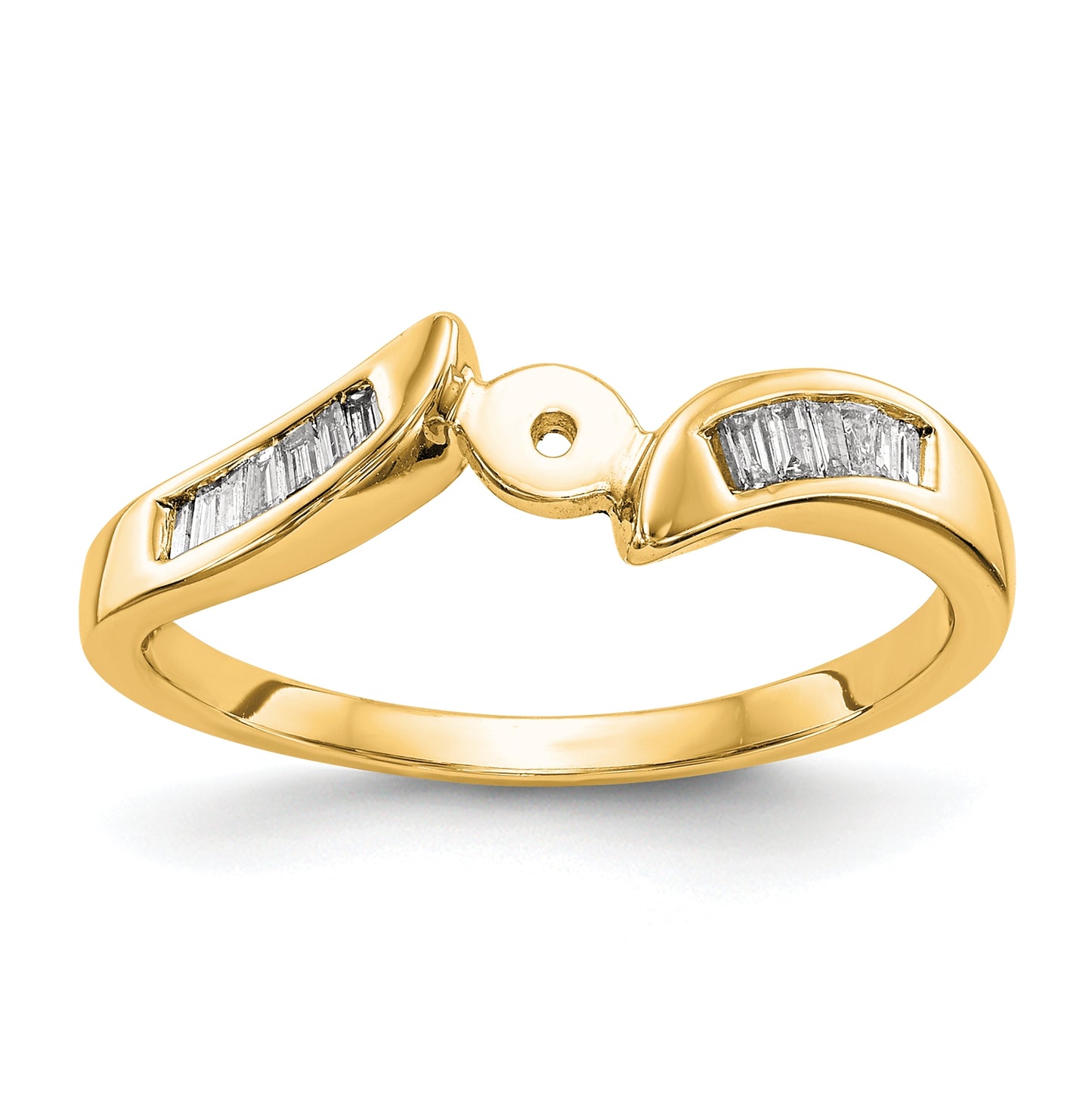 14k Yellow Gold Peg Set Diamond Semi-mount By-Pass Engagement Ring