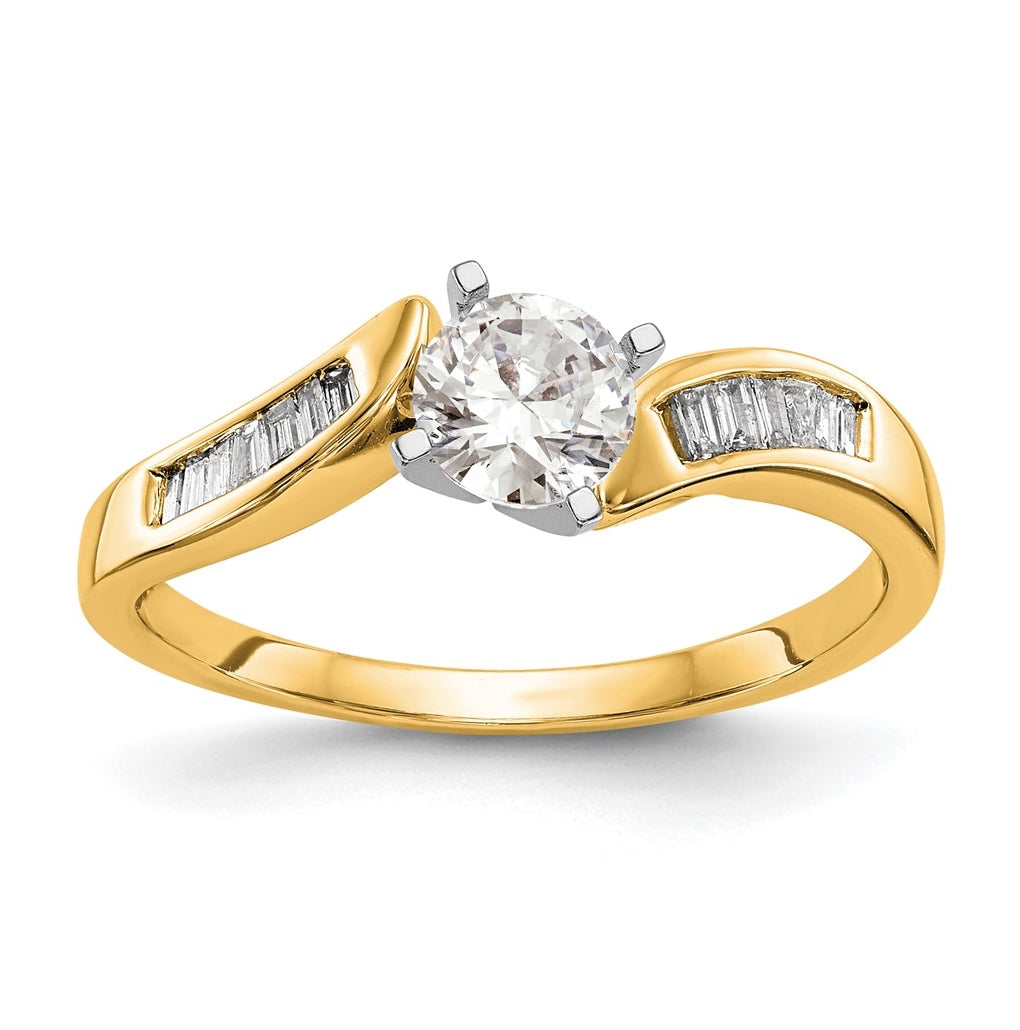 14k Yellow Gold Peg Set Diamond Semi-mount By-Pass Engagement Ring