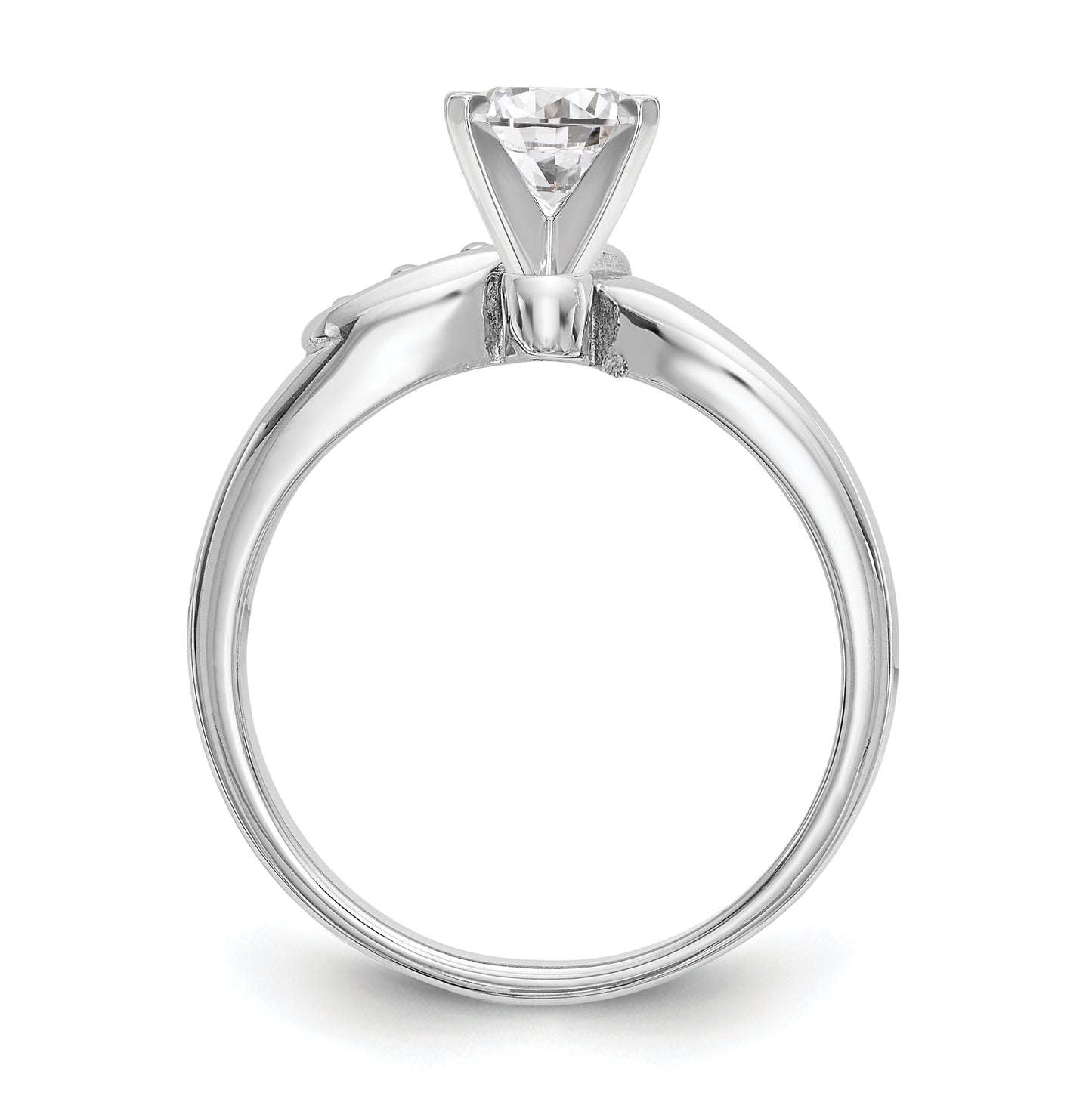 14k White Gold By-Pass Peg Set 1/20 carat Diamond Semi-mount Engagement Ring