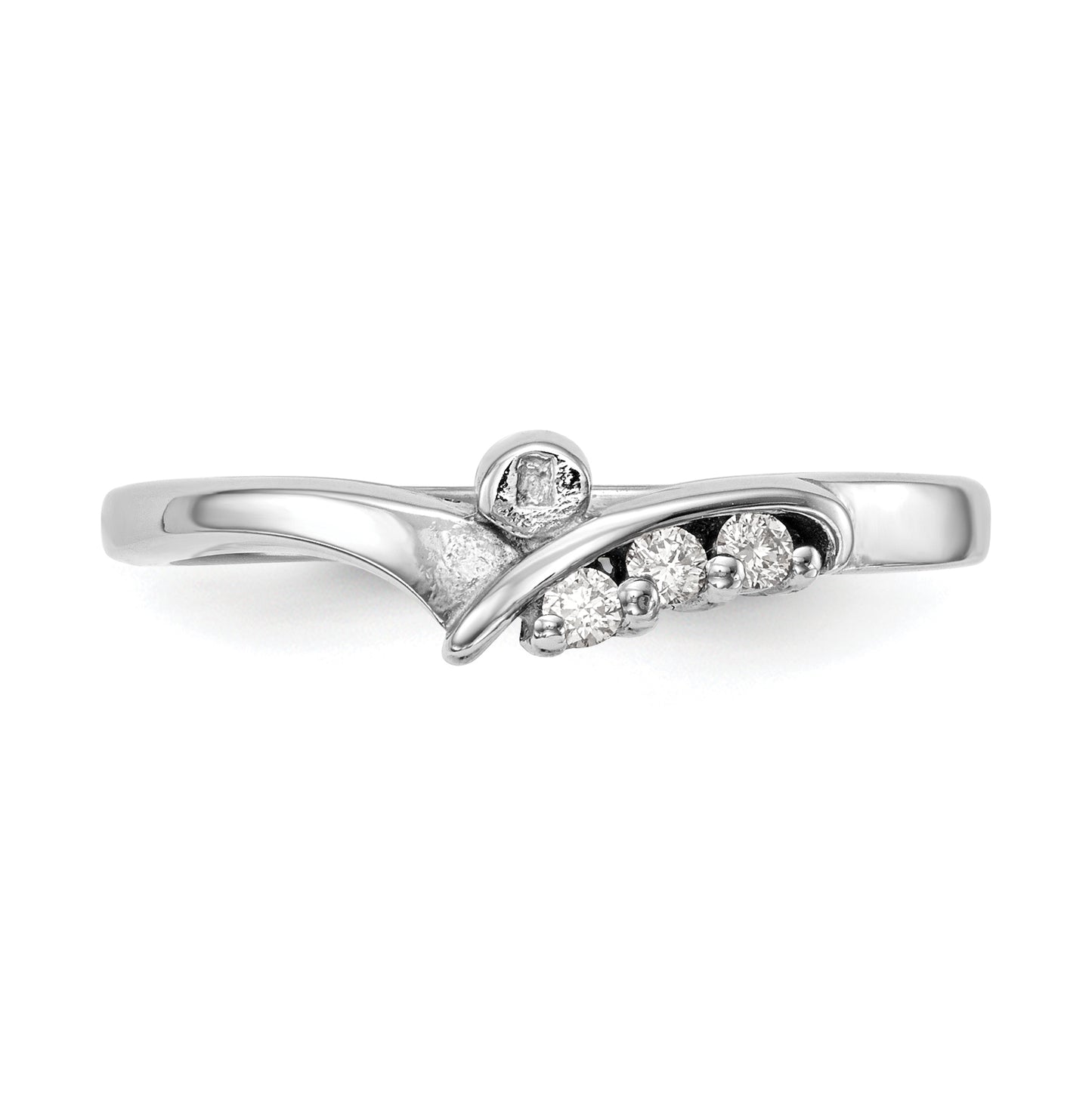 14k White Gold By-Pass Peg Set 1/20 carat Diamond Semi-mount Engagement Ring