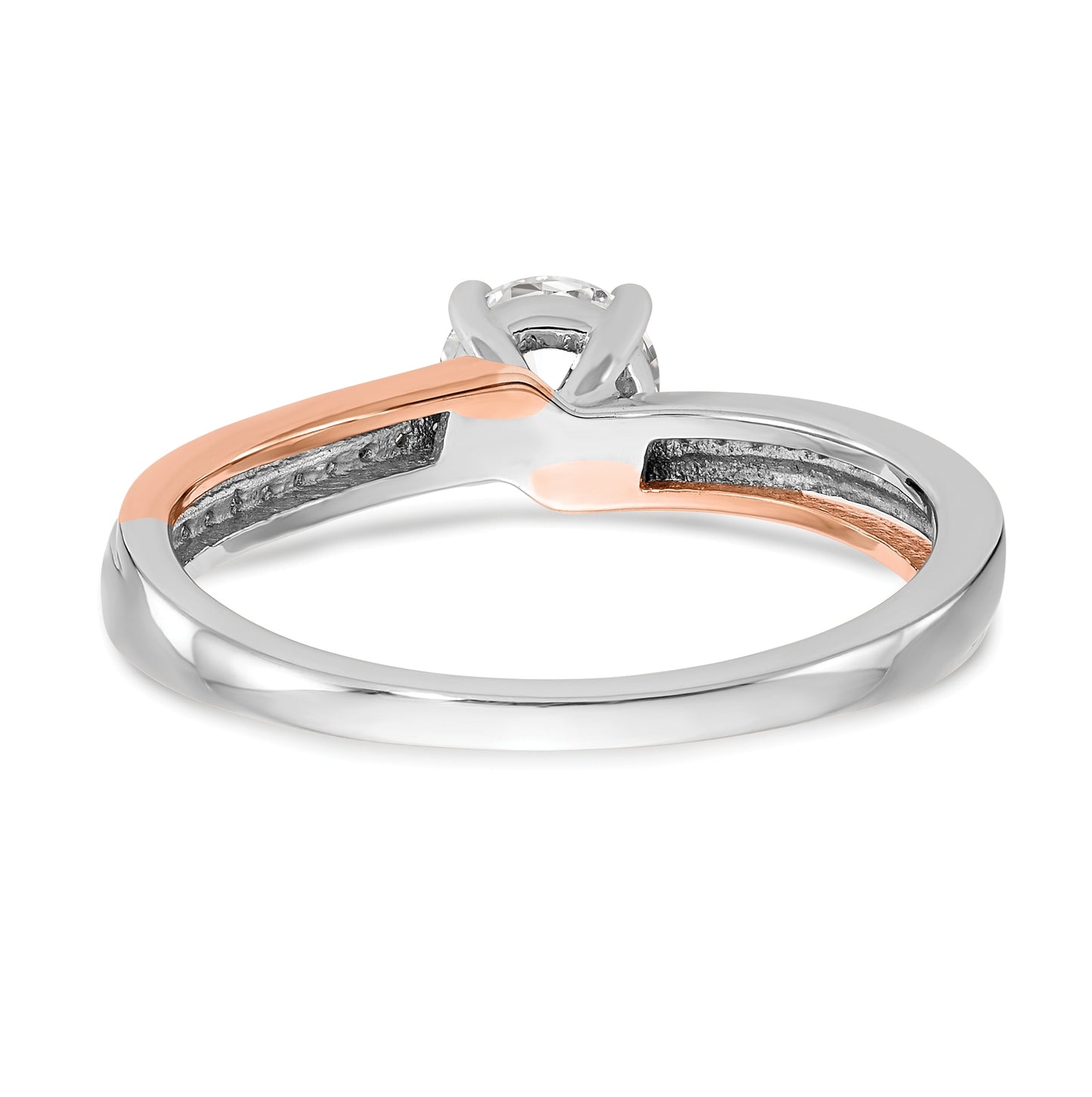 14k Two-tone By-Pass Peg Set 1/10 carat Diamond Semi-mount Engagement Ring
