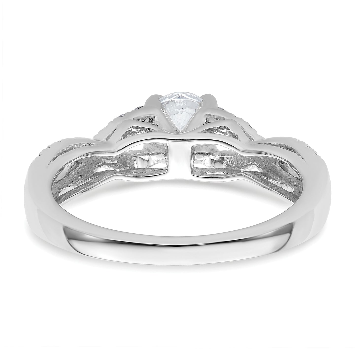 14k White Gold Criss-Cross (Holds 1/4 carat (4.1mm) Round Center) 1/4 carat Diamond Semi-mount Engagement Ring