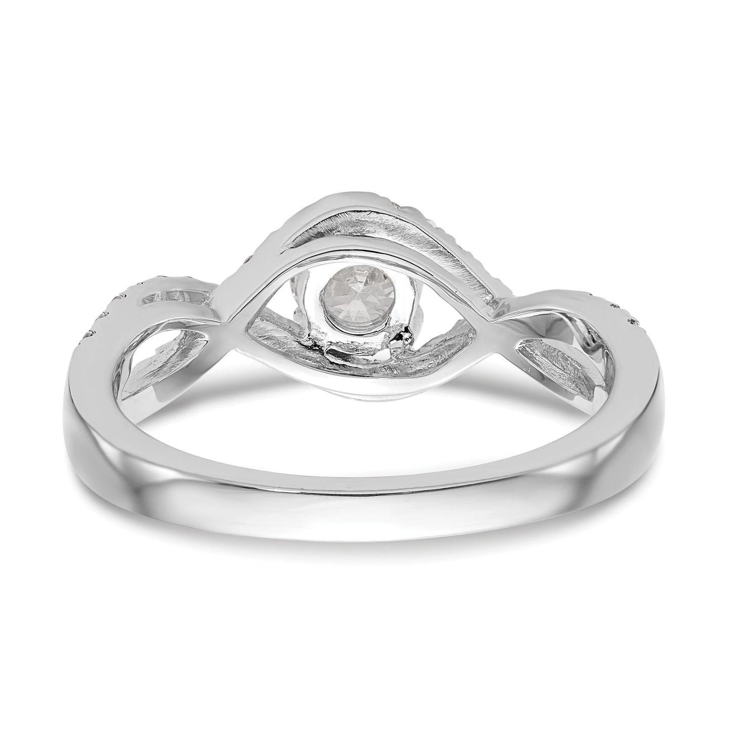 14k White Gold Criss-Cross (Holds 1/2 carat (5.2mm) Round Center) 3/8 carat Diamond Semi-mount Engagement Ring
