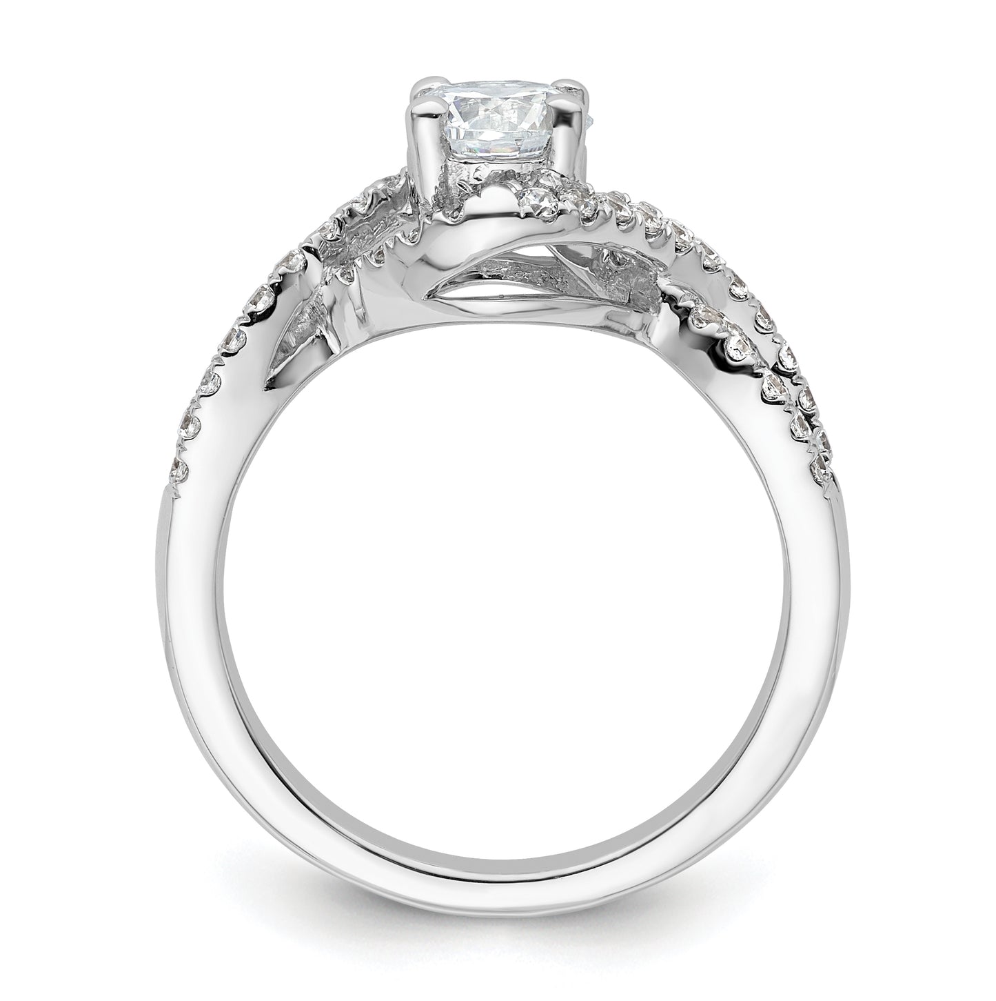 14k White Gold Criss-Cross (Holds 3/4 carat (5.8mm) Round Center) 3.8 carat Diamond Semi-mount Engagement Ring
